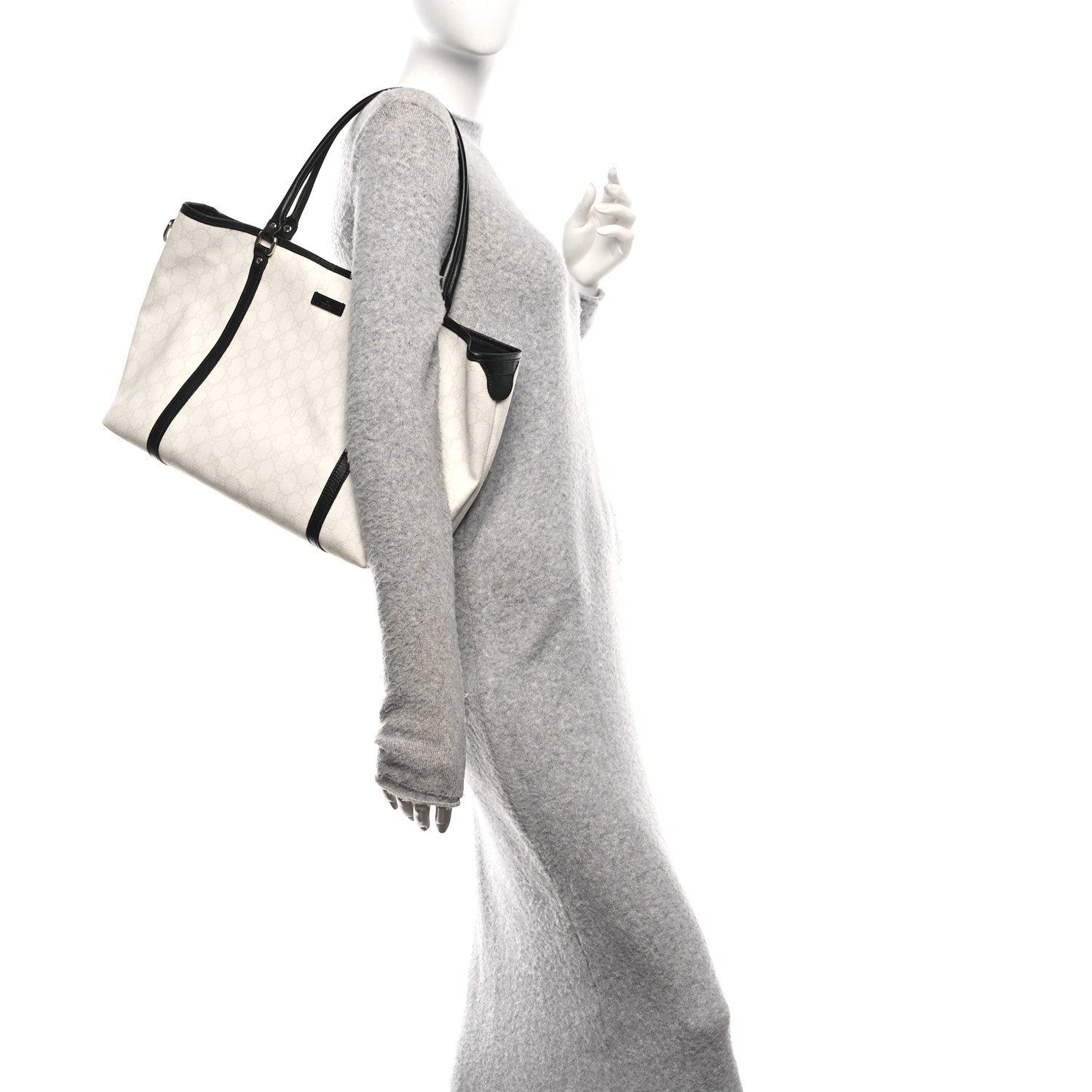 GG Plus Monogram Medium Joy Tote White Black