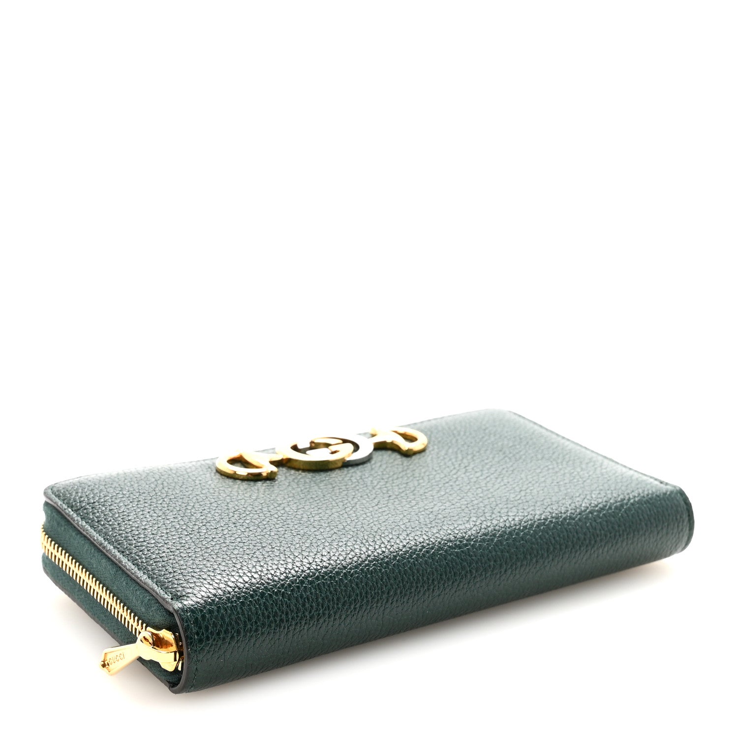 Grainy Calfskin Zumi Zip Around Wallet Vintage Green