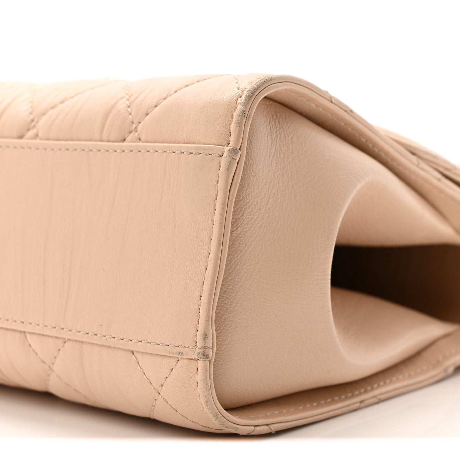 Crumpled Lambskin Quilted Small CC Links Top Handle Flap Beige