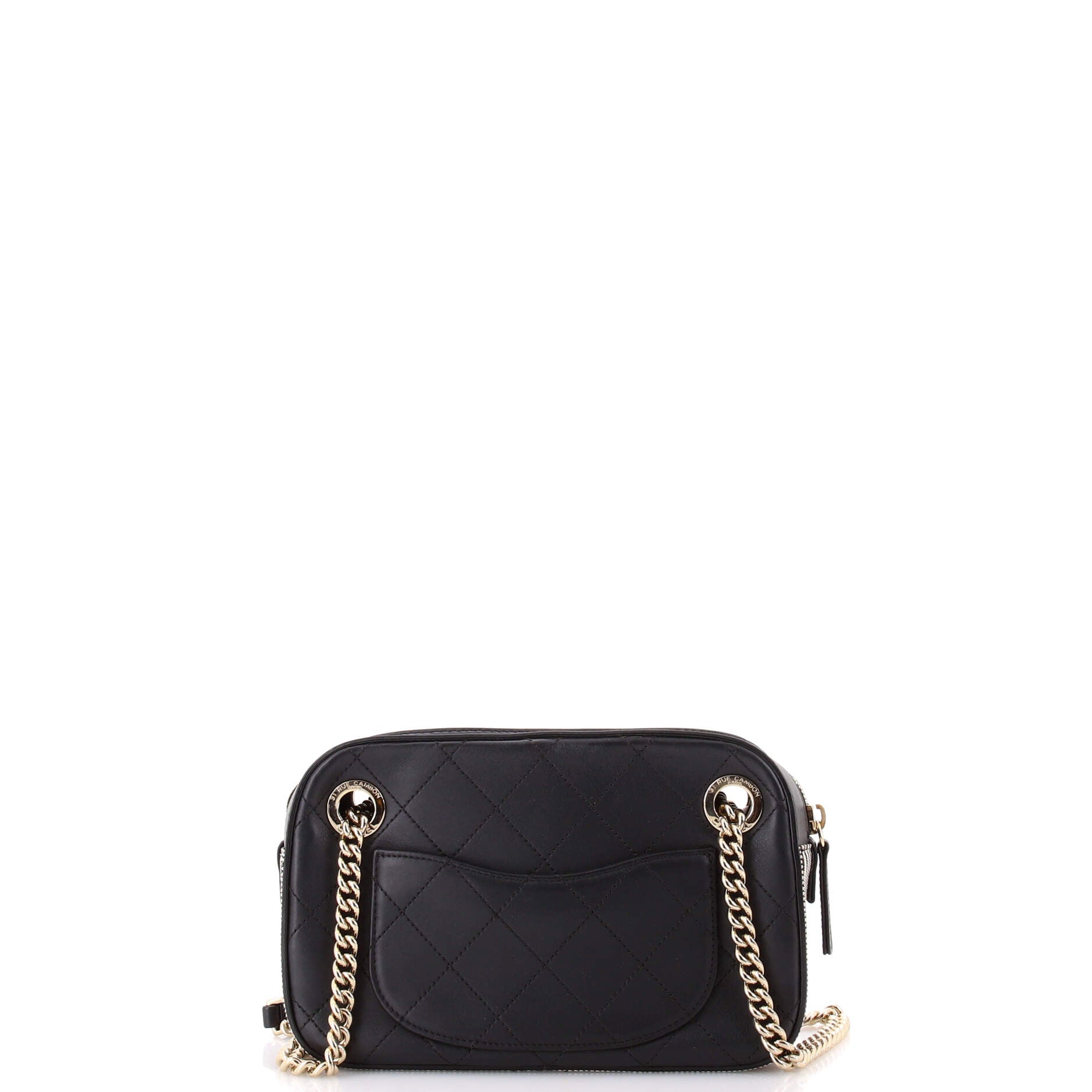 Camera Case Bag Quilted Calfskin with Striped Grosgrain Small
