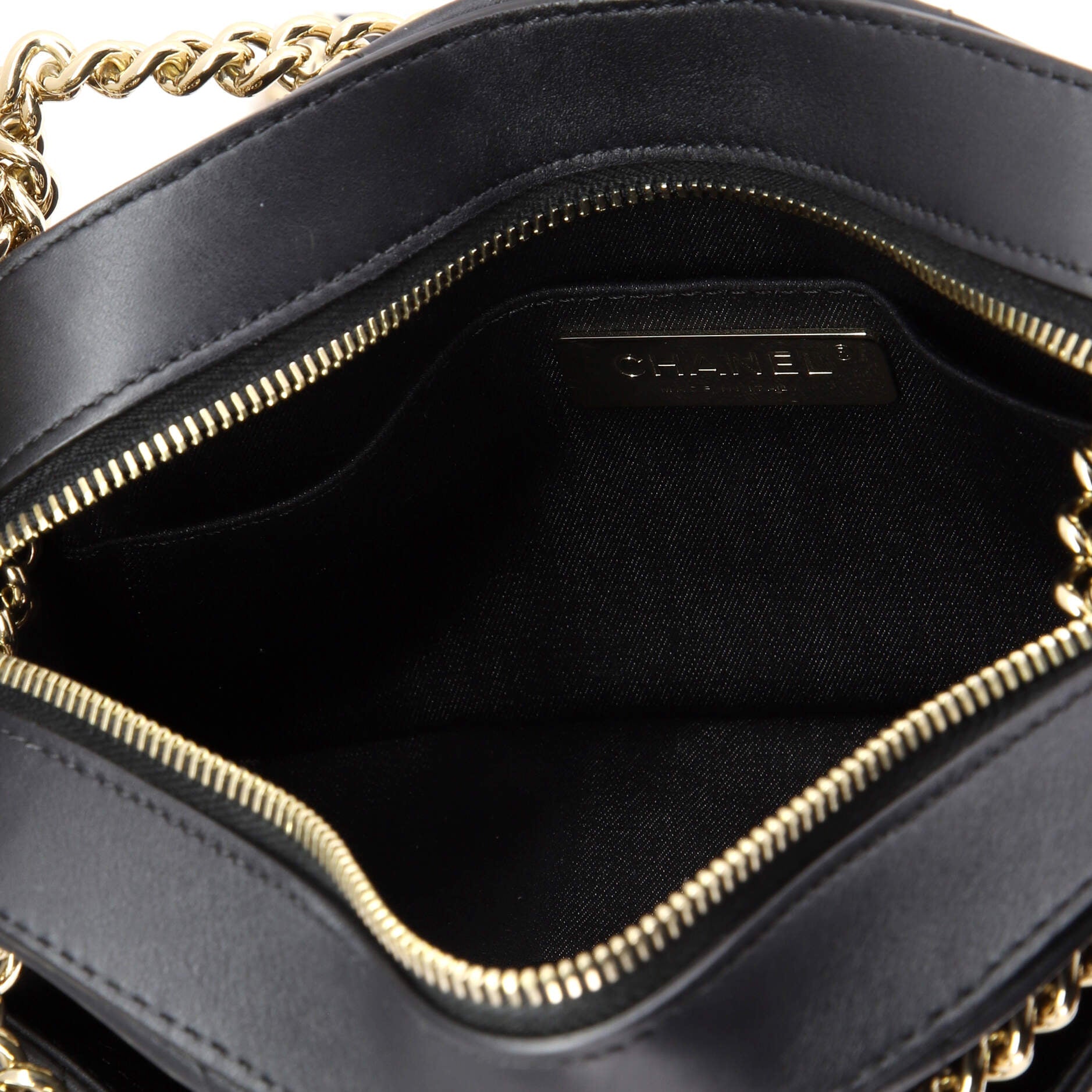 Camera Case Bag Quilted Calfskin with Striped Grosgrain Small