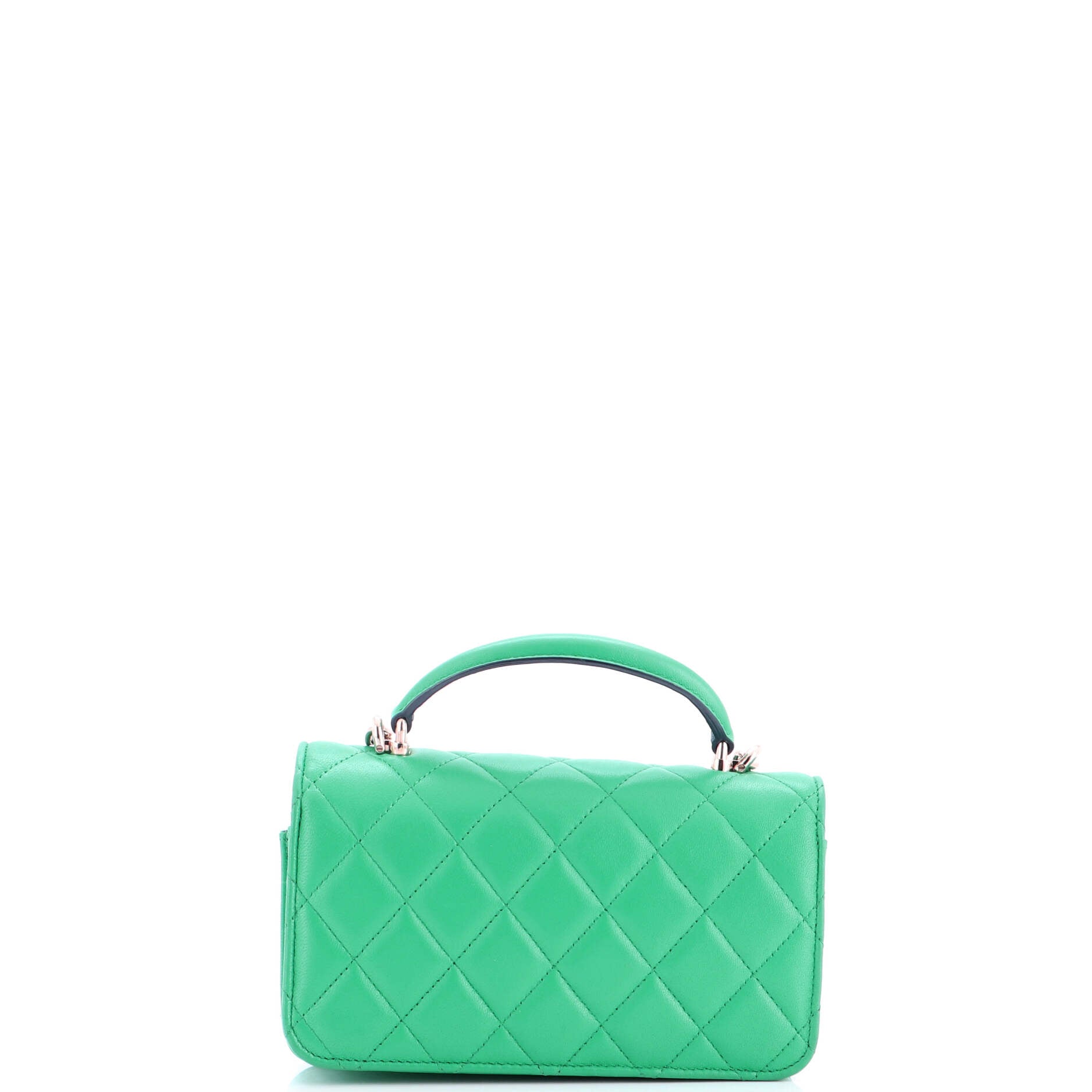Classic Top Handle Flap Phone Holder with Chain Quilted Lambskin