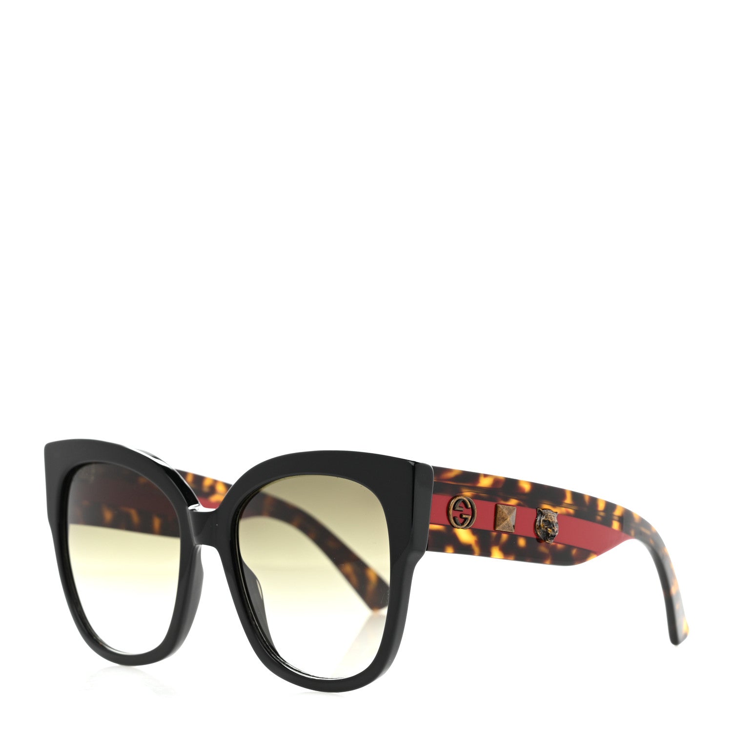 Acetate Square Frame Web Sunglasses GG0059S Black Tortoise