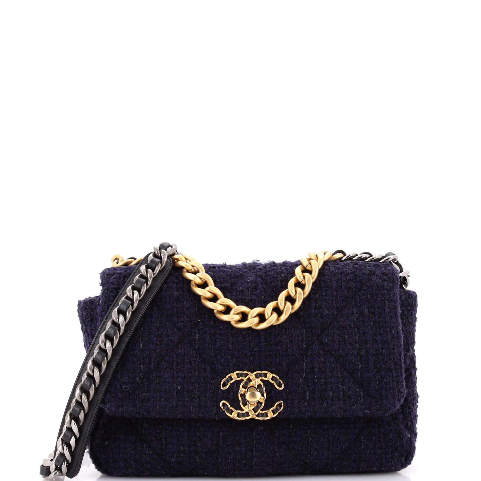 19 Flap Bag Quilted Tweed Medium