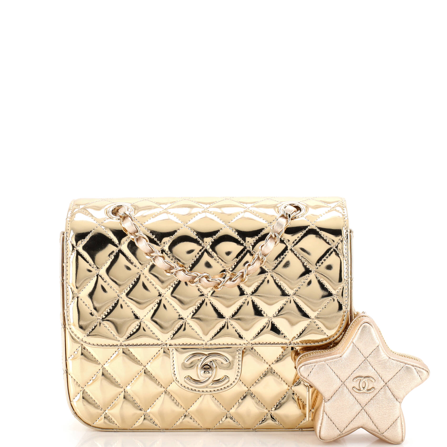 Hollywood Boulevard Backpack with Star Coin Purse Quilted Metallic Leather
