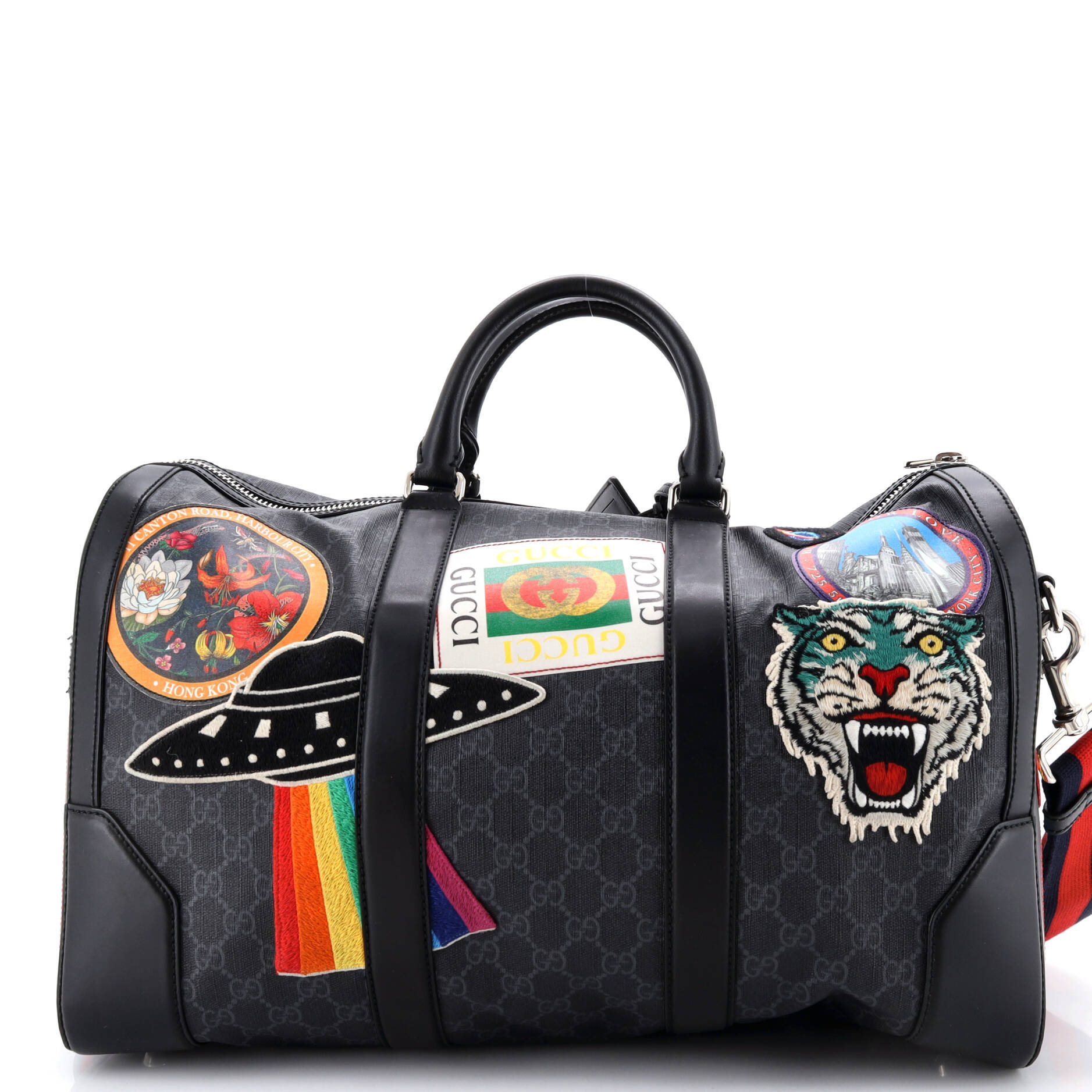 Night Courrier Carry On Convertible Duffle GG Coated Canvas with Applique Small
