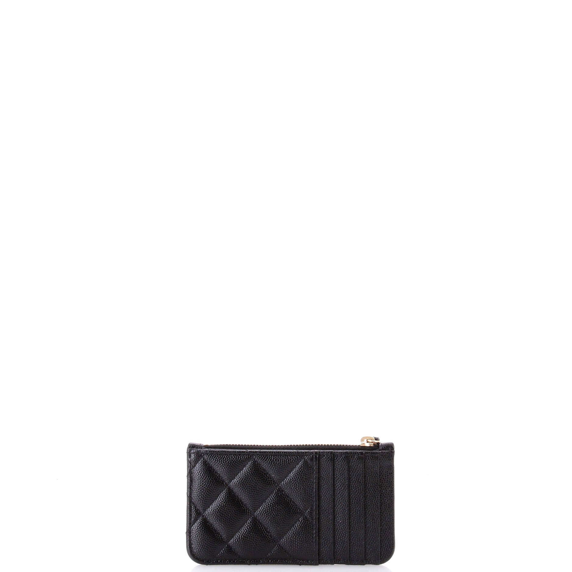 Flap Zip Card Holder Quilted Caviar
