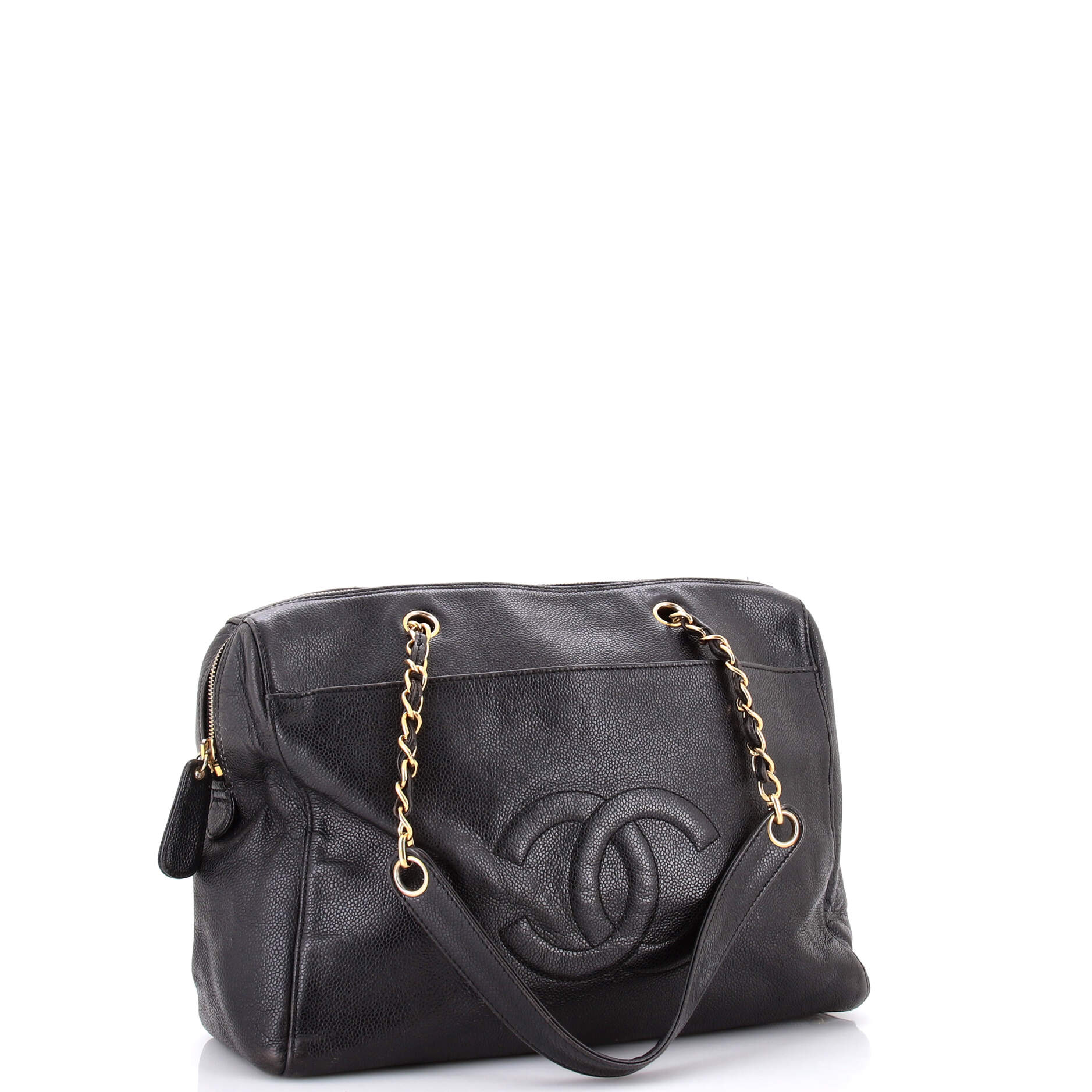 Vintage Timeless Zip Tote Caviar Medium