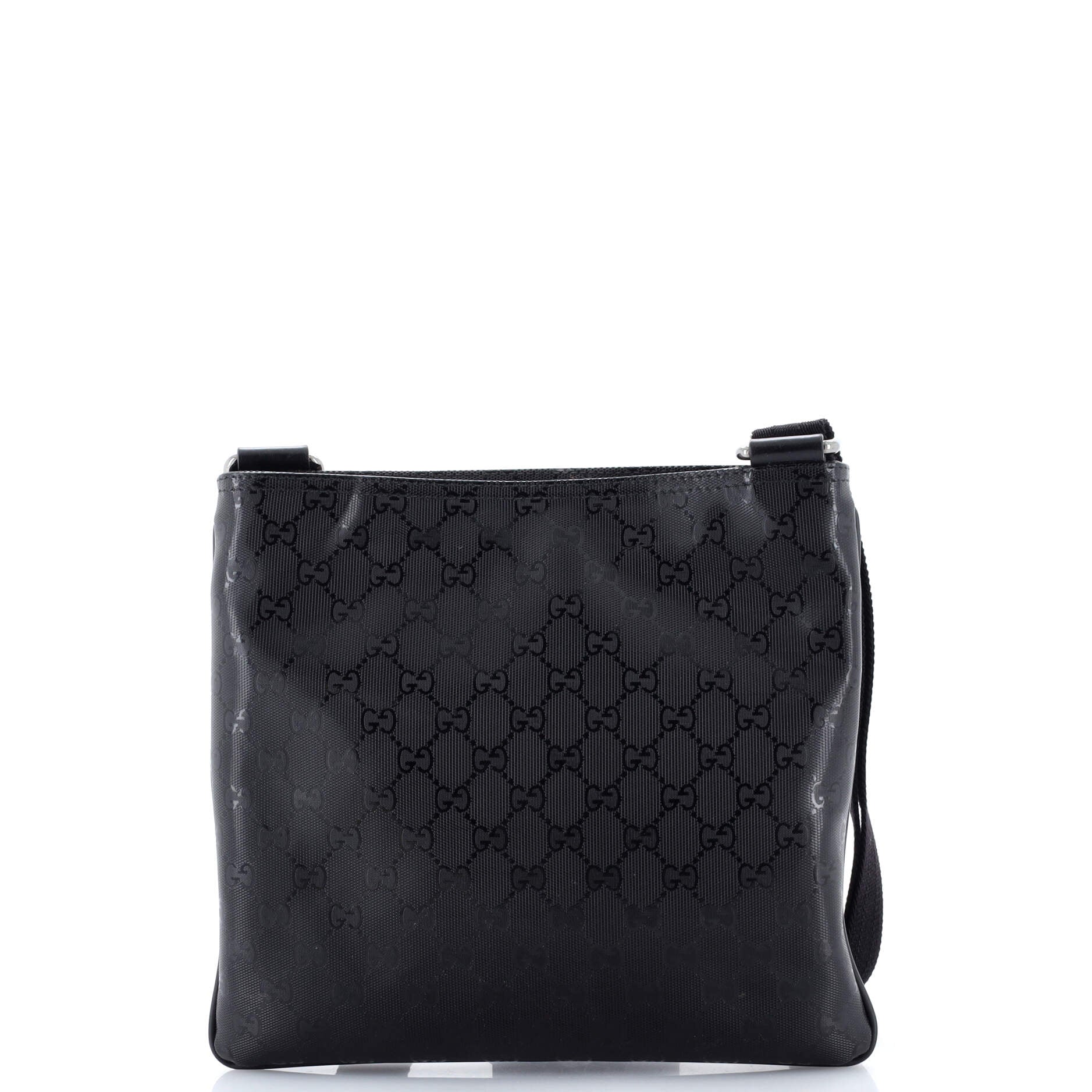 Front Zip Flat Messenger Bag GG Imprime Medium
