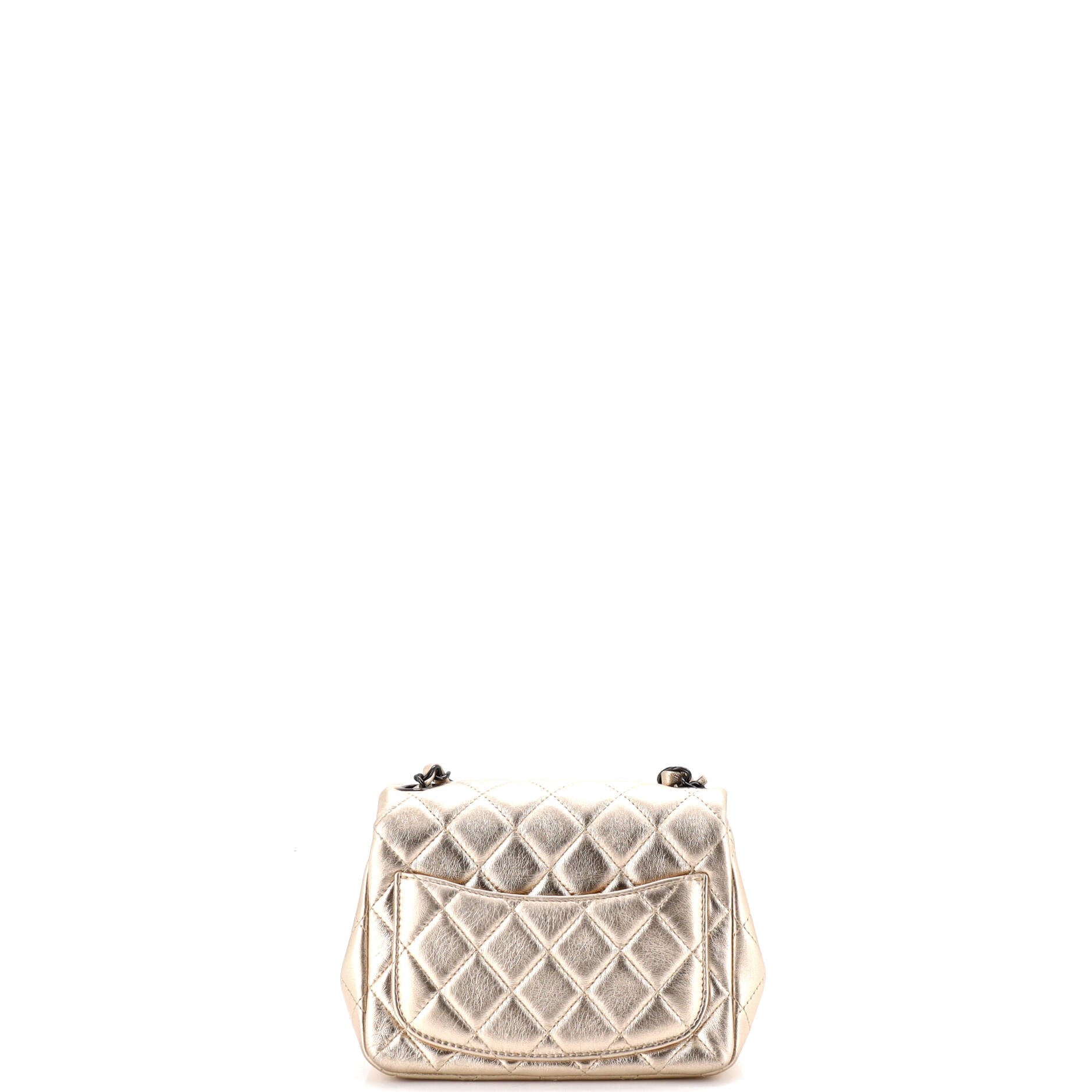 Square Classic Single Flap Bag Quilted Metallic Lambskin Mini