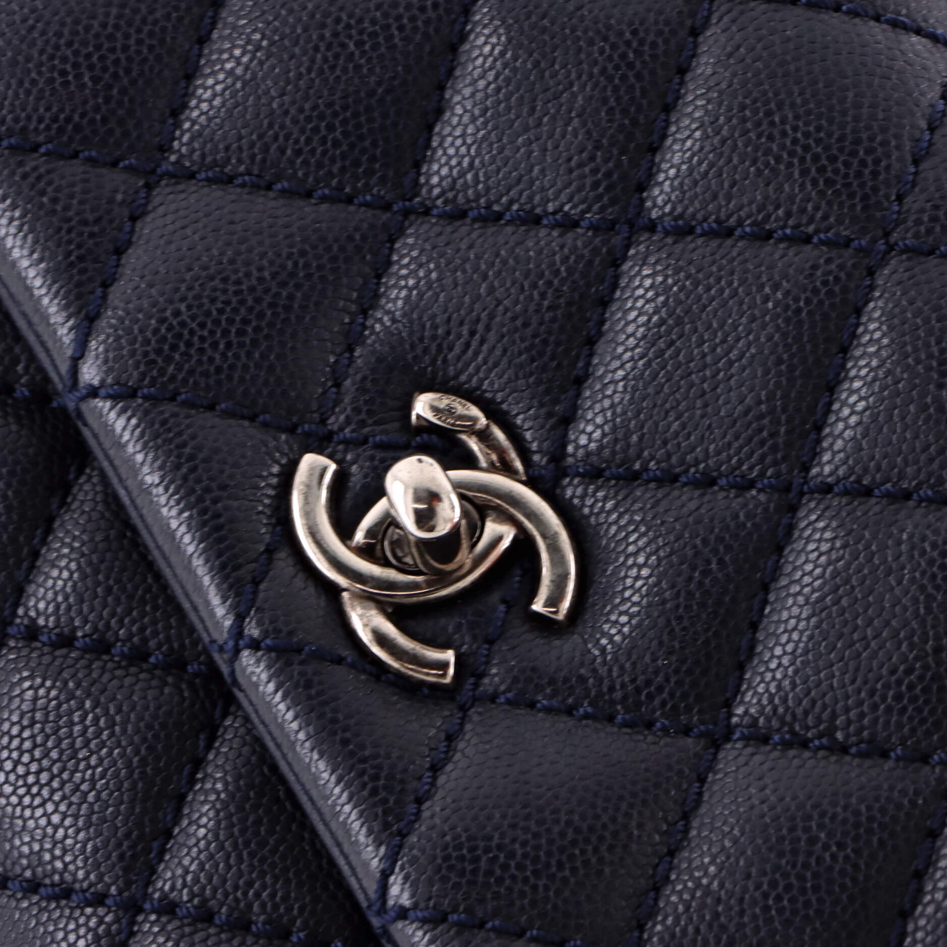 Coco Top Handle Bag Quilted Caviar with Lizard Mini