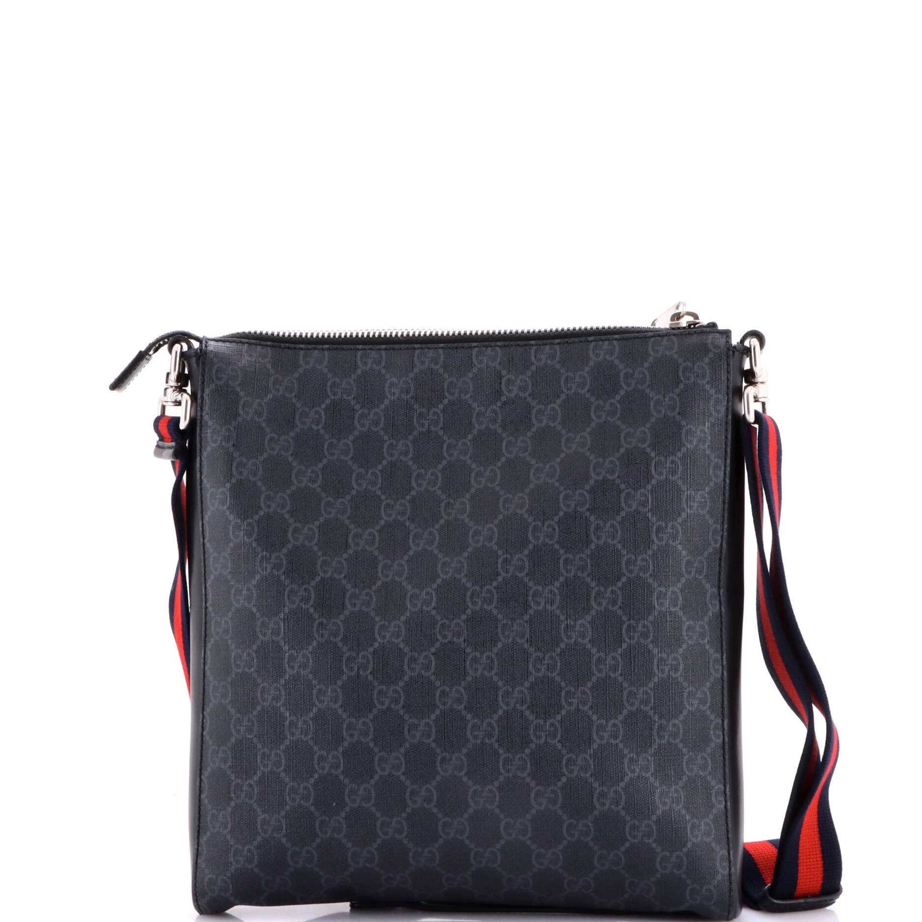 Web Strap Front Zip Messenger Bag GG Coated Canvas Medium