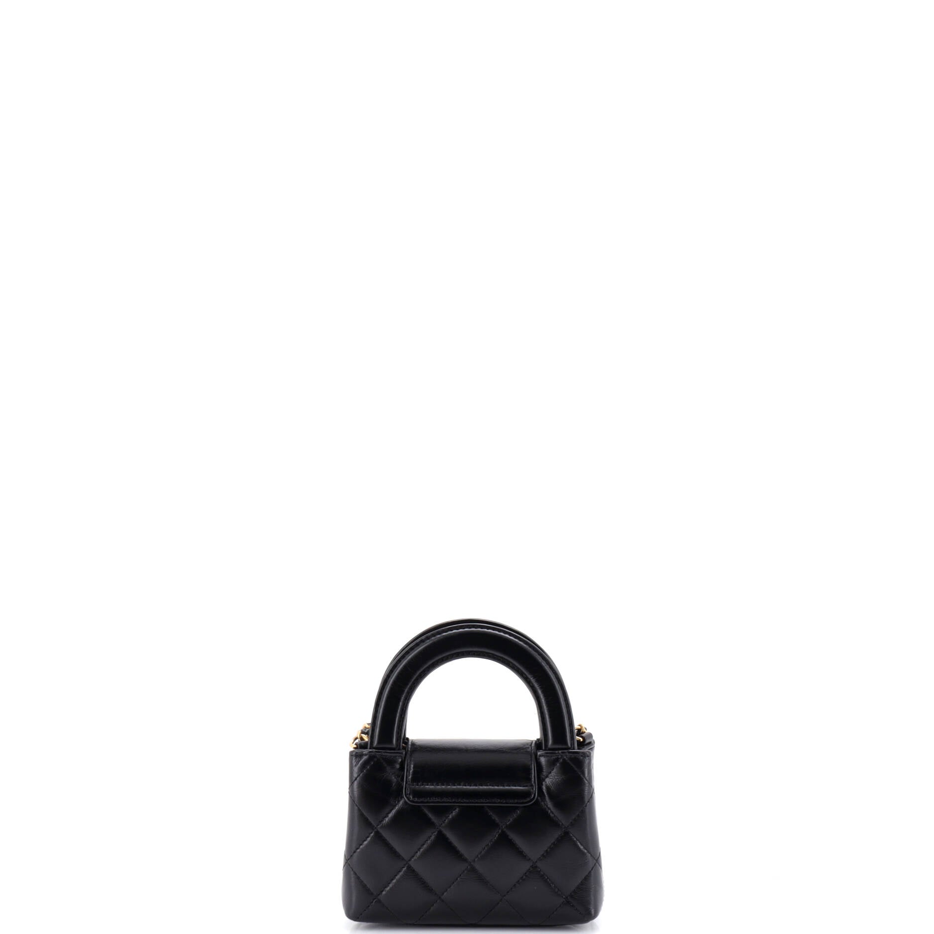 Kelly Top Handle Shopping Bag Quilted Shiny Aged Calfskin Nano