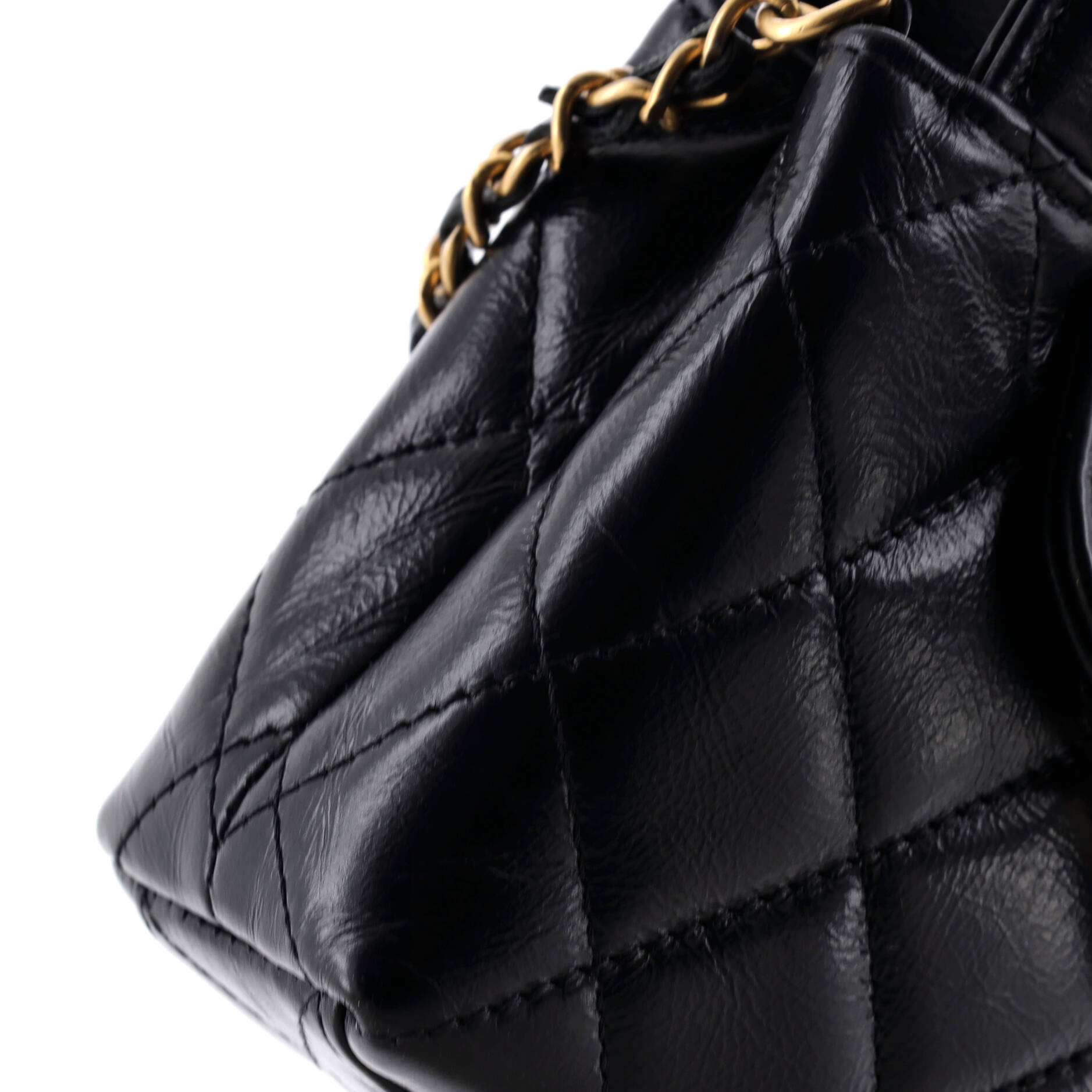Kelly Top Handle Shopping Bag Quilted Shiny Aged Calfskin Nano