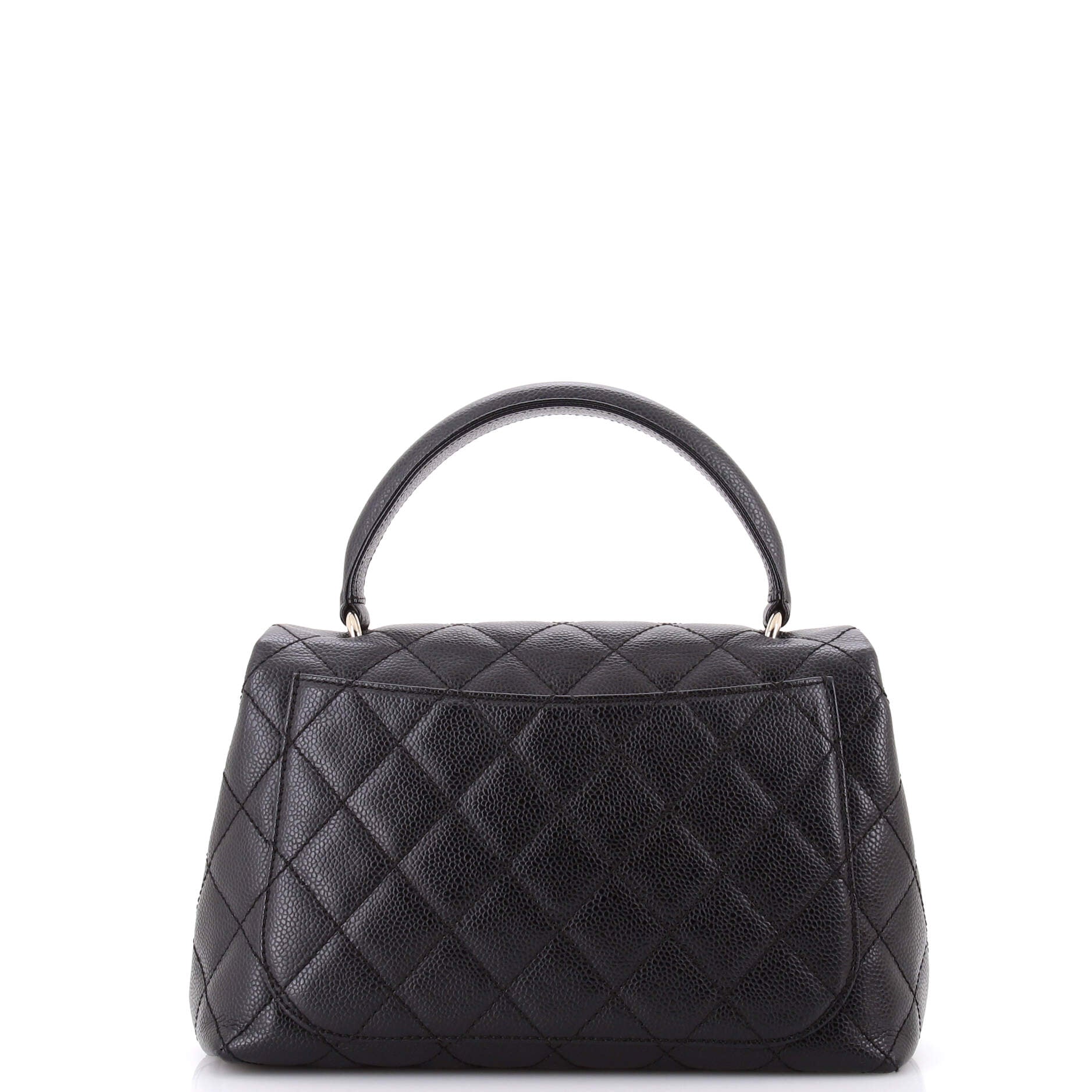 Vintage Classic Top Handle Flap Bag Quilted Caviar Medium