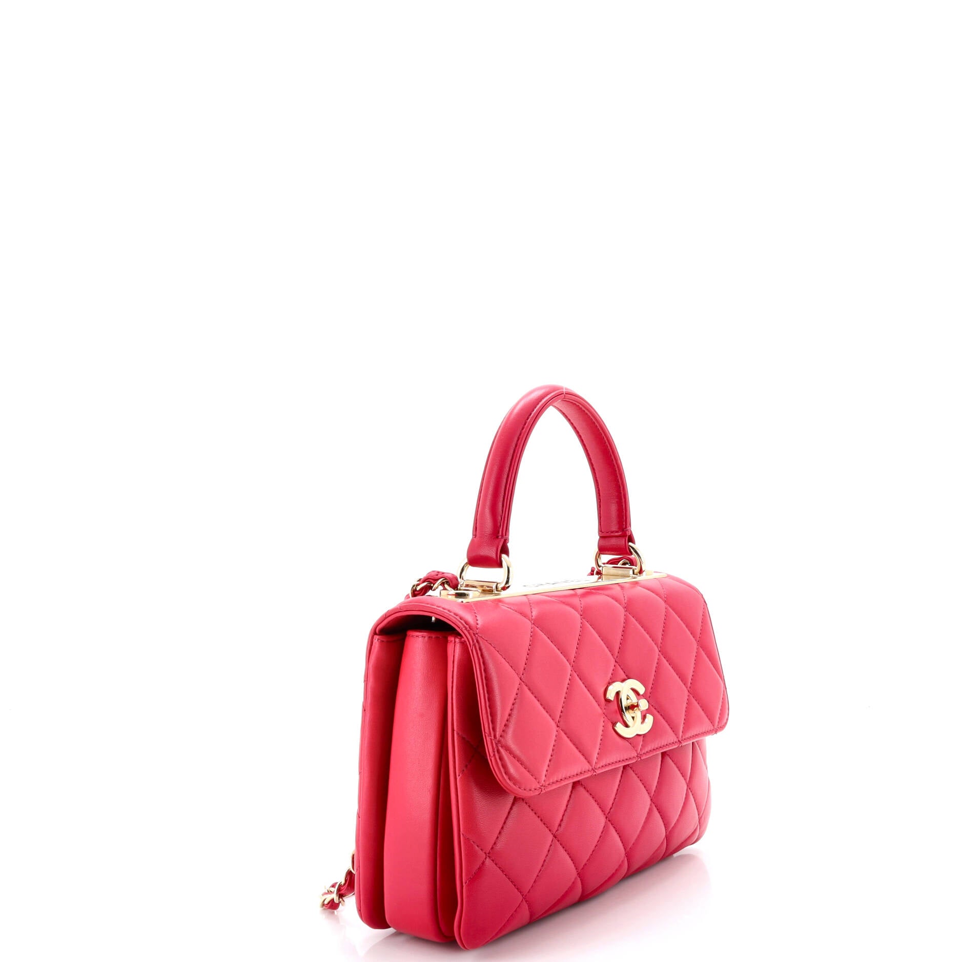 Trendy CC Top Handle Bag Quilted Lambskin Small