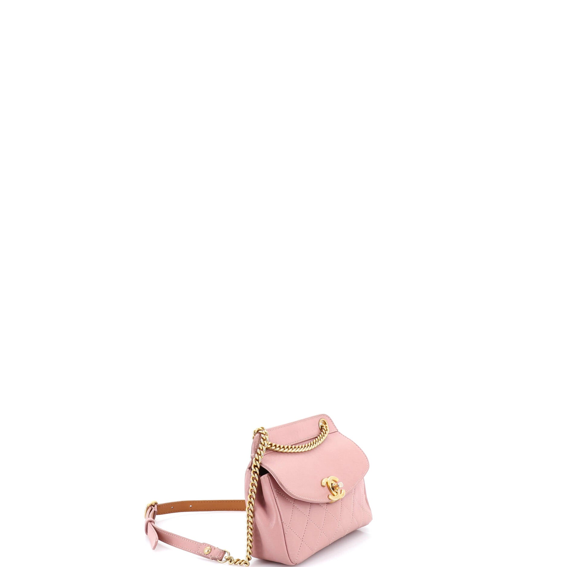 Curved Flap Bag Quilted Lambskin Small