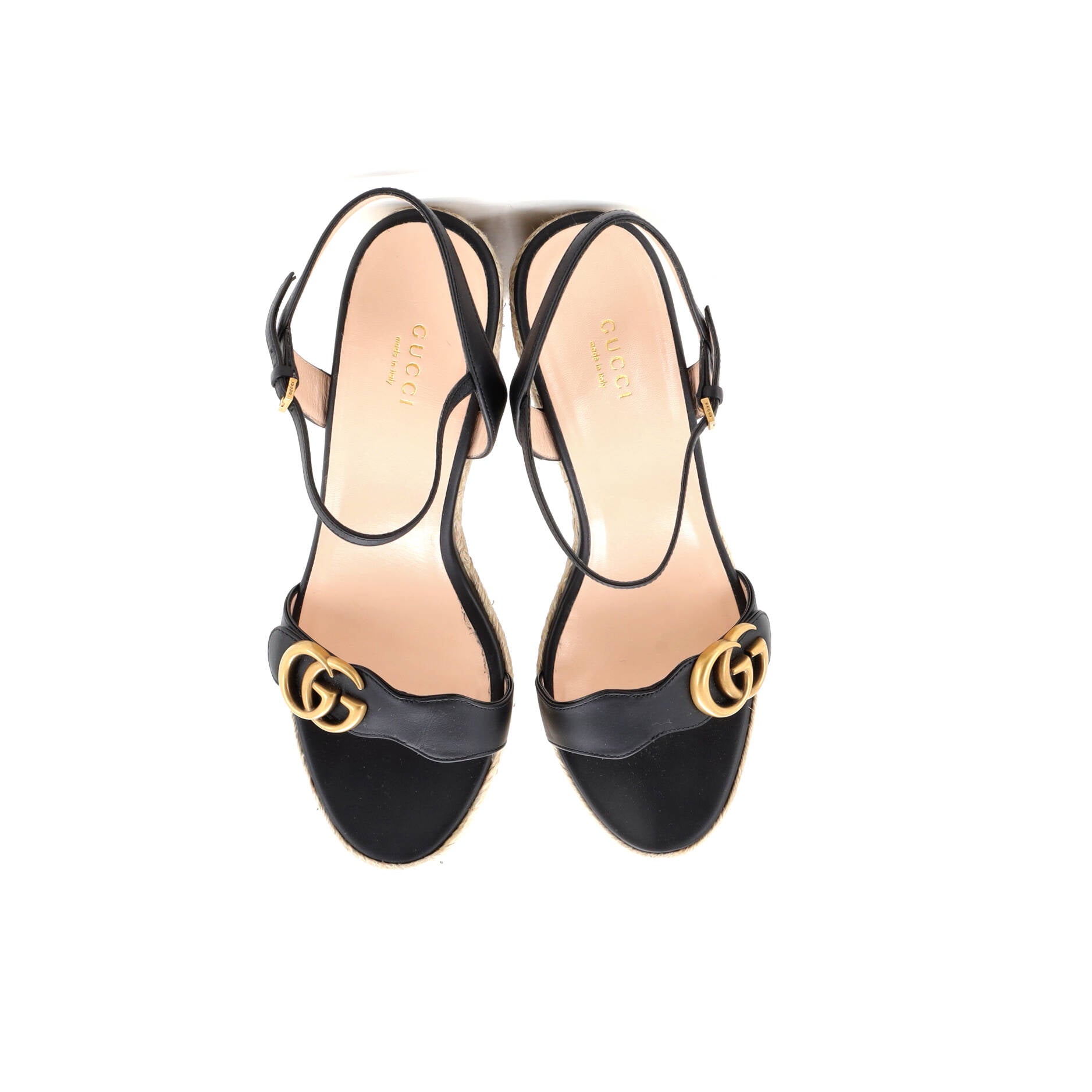 Women's GG Marmont Wedge Espadrille Sandals Leather