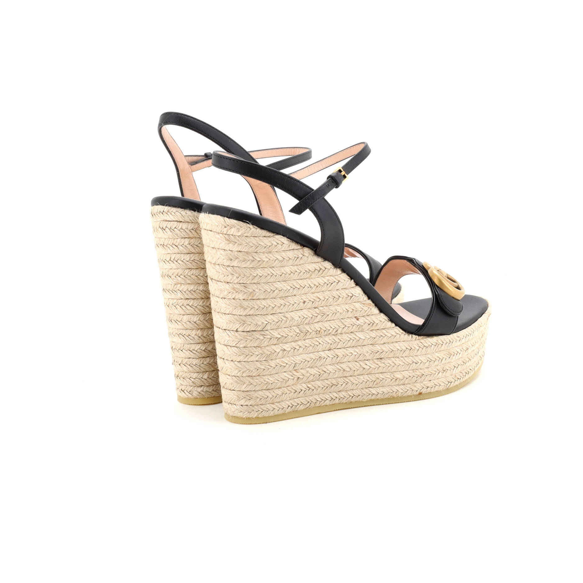 Women's GG Marmont Wedge Espadrille Sandals Leather