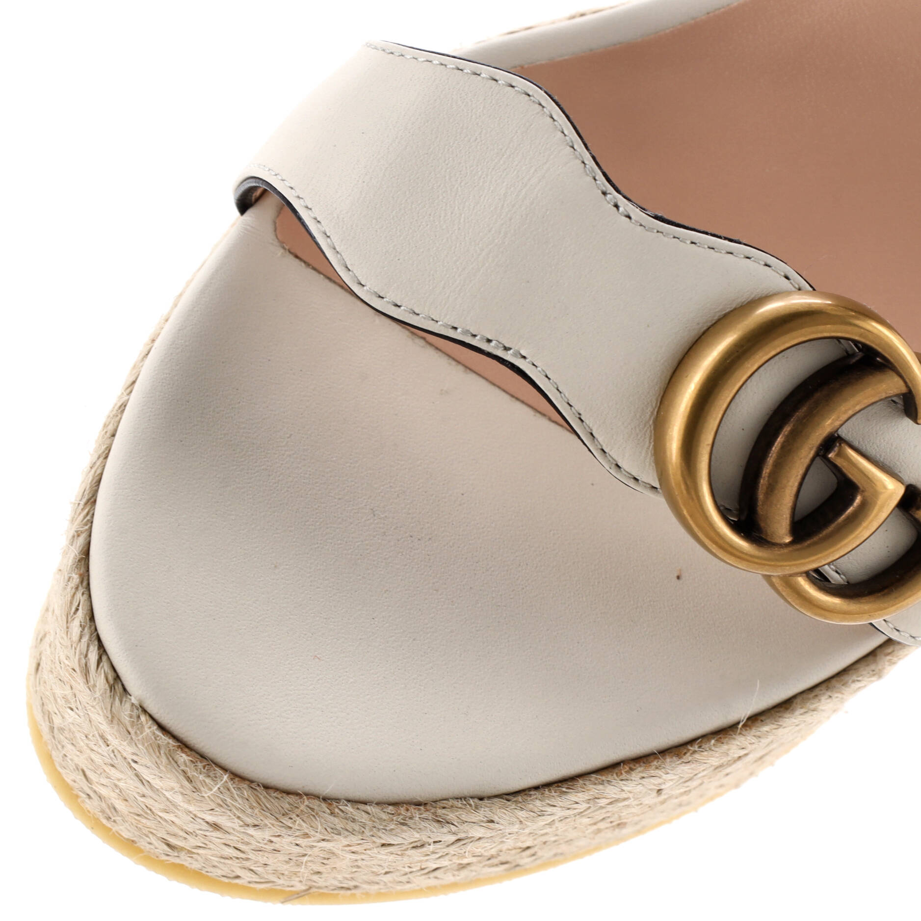 Women's GG Marmont Wedge Espadrille Sandals Leather