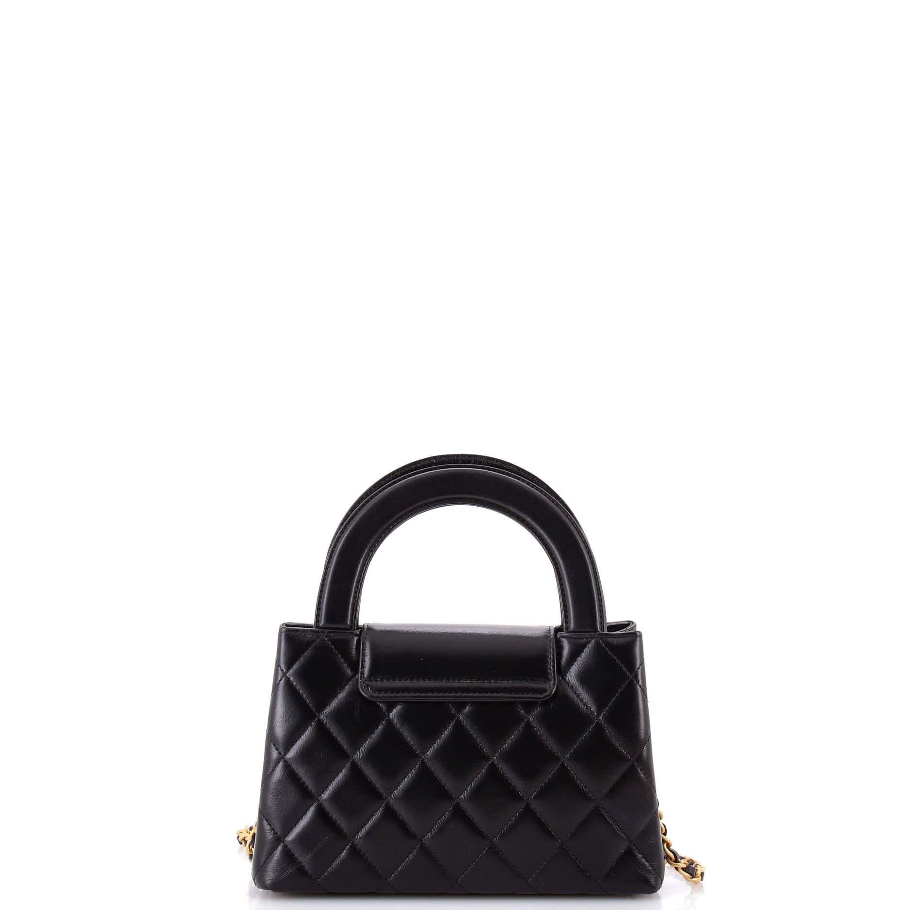 Kelly Top Handle Shopping Bag Quilted Shiny Aged Calfskin Mini