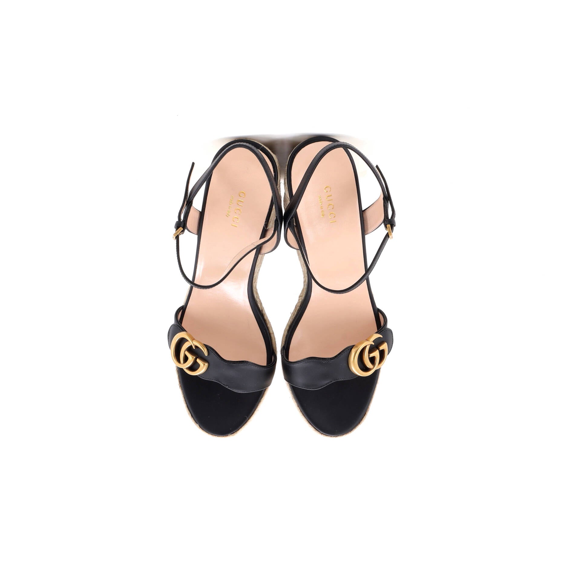 Women's GG Marmont Wedge Espadrille Sandals Leather