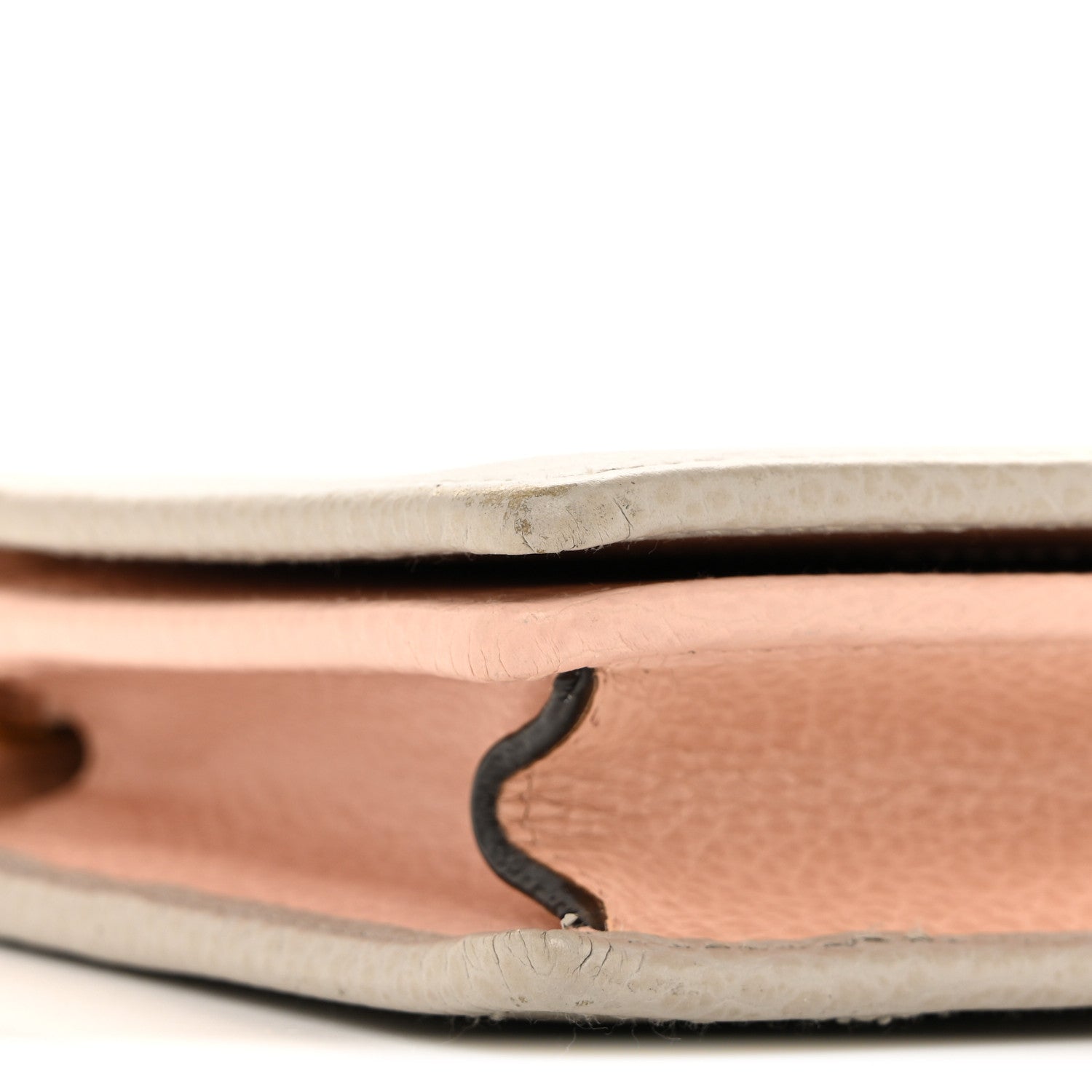 Dollar Calfskin Mini GG Marmont Chain Wallet Grey Light Pink
