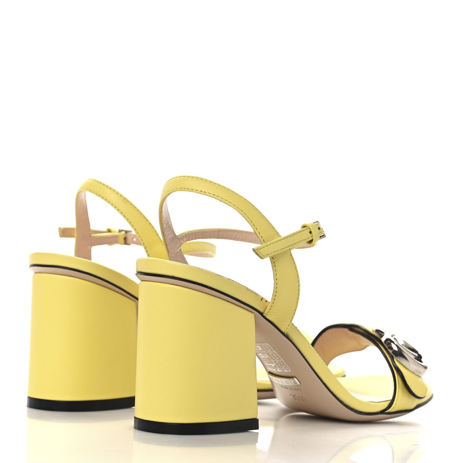 Lifford Calfskin GG Marmont Ankle Wrap 75mm Sandals 35.5 Banana