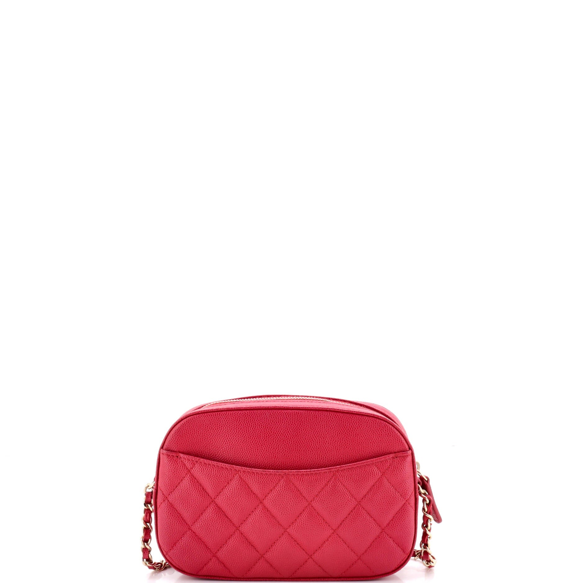 Zip Around Chain Camera Case Quilted Caviar Mini