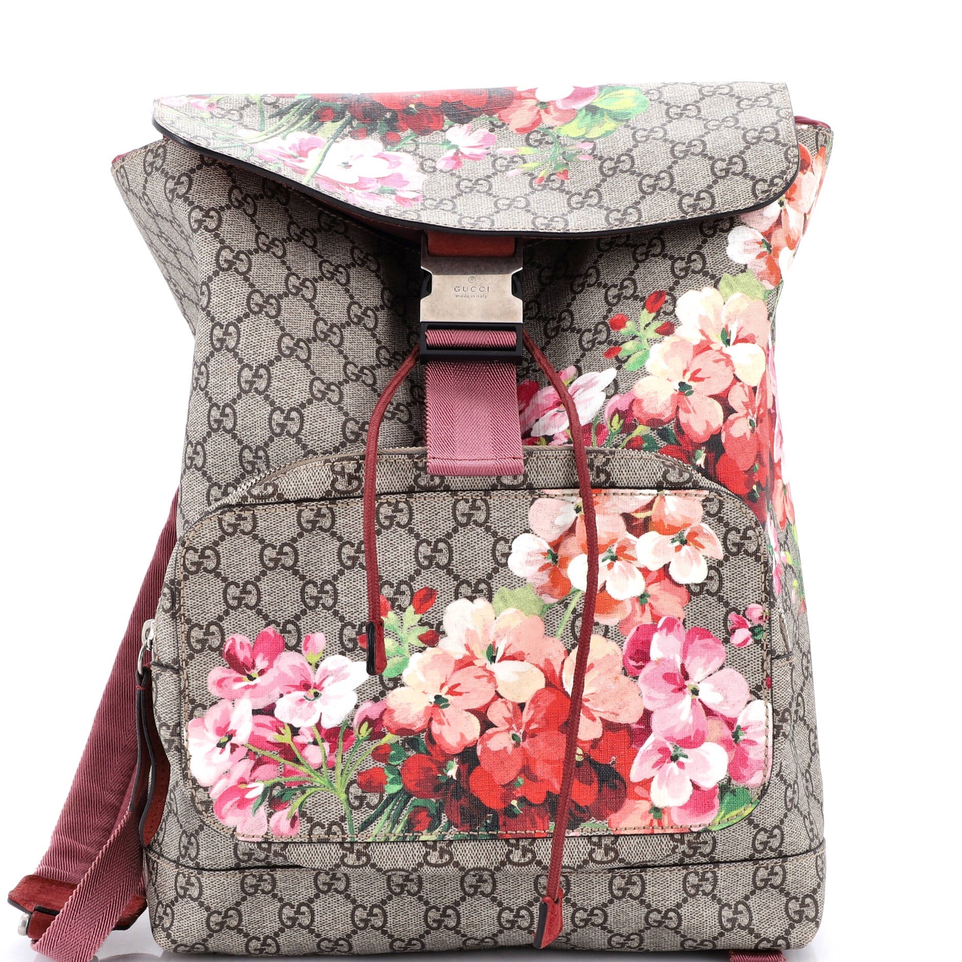 Buckle Backpack Blooms Print GG Coated Canvas Medium