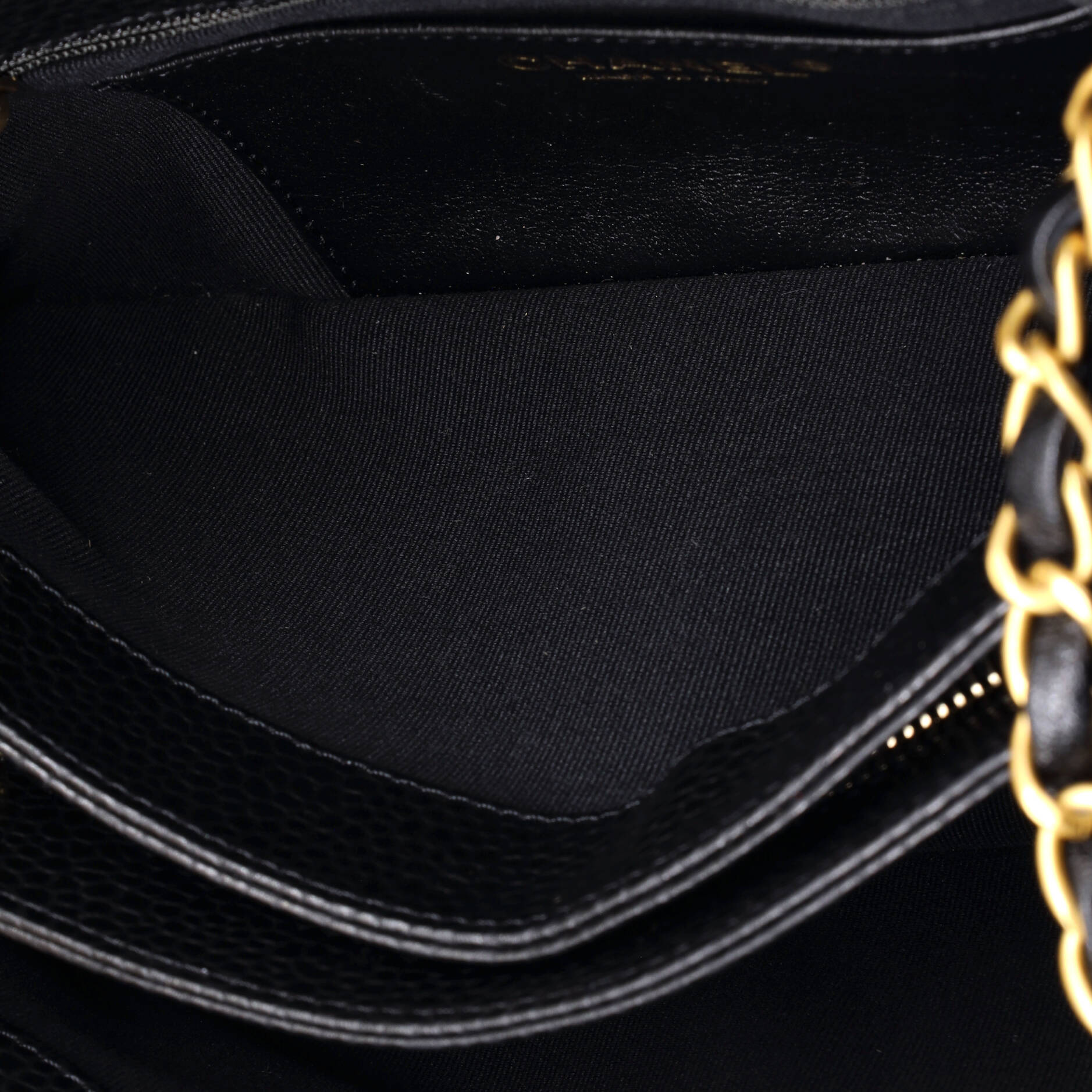 CC Compartment Chain Bowler Bag Quilted Caviar Small