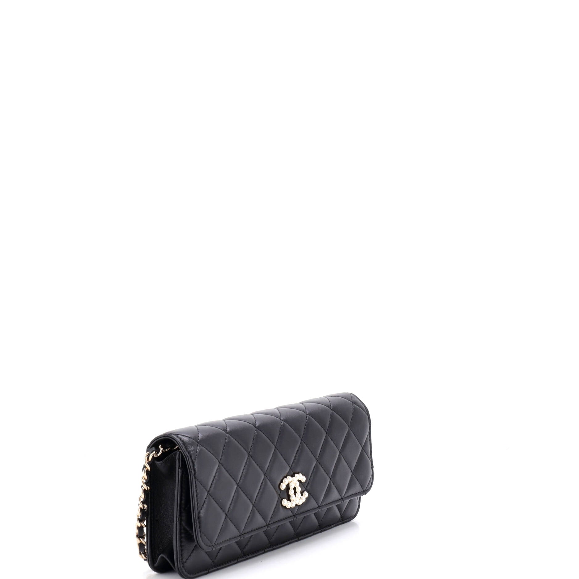 Pearl CC Chain Flap Bag Quilted Lambskin