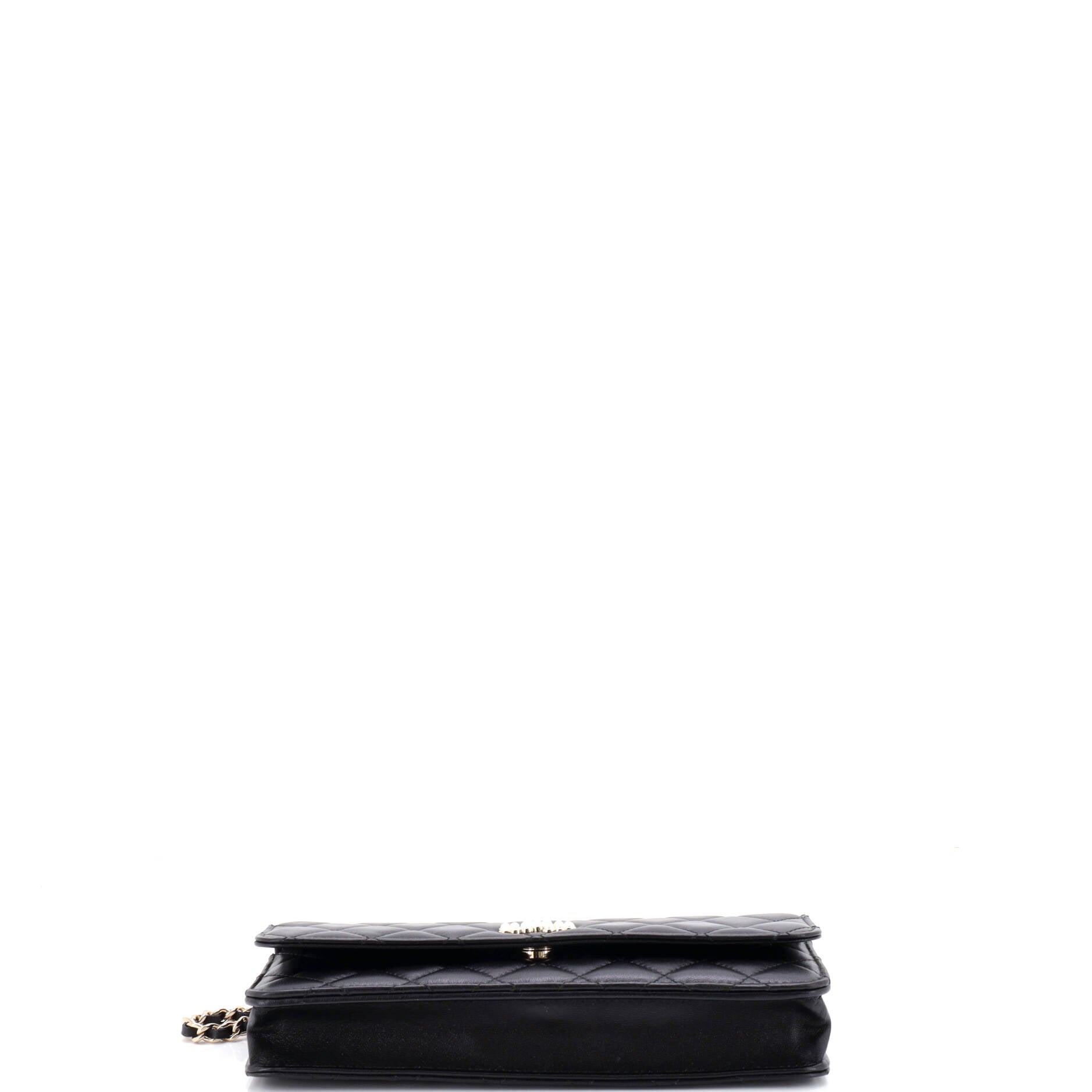 Pearl CC Chain Flap Bag Quilted Lambskin