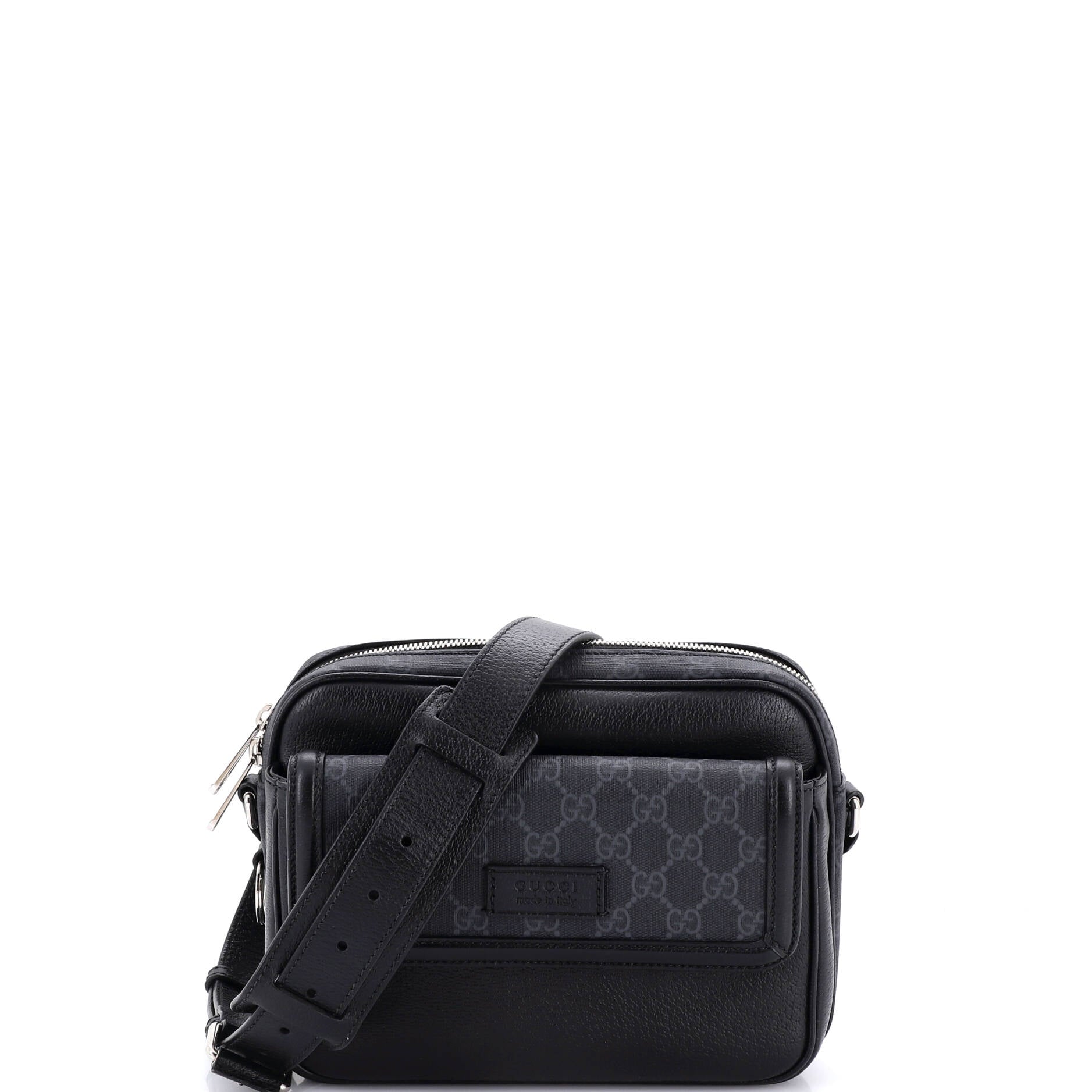 Front Pocket Crossbody Messenger Leather with GG Coated Canvas Small