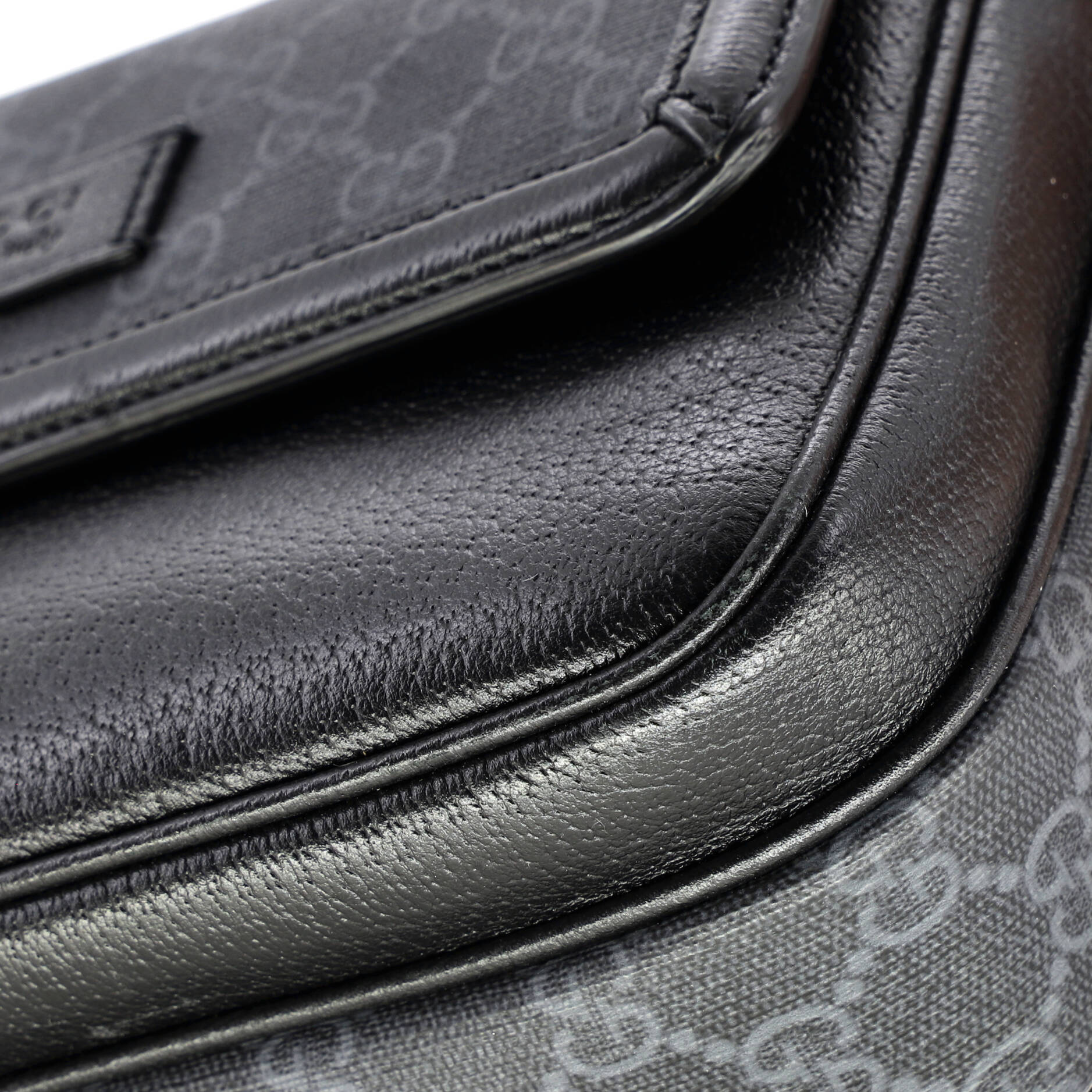 Front Pocket Crossbody Messenger Leather with GG Coated Canvas Small