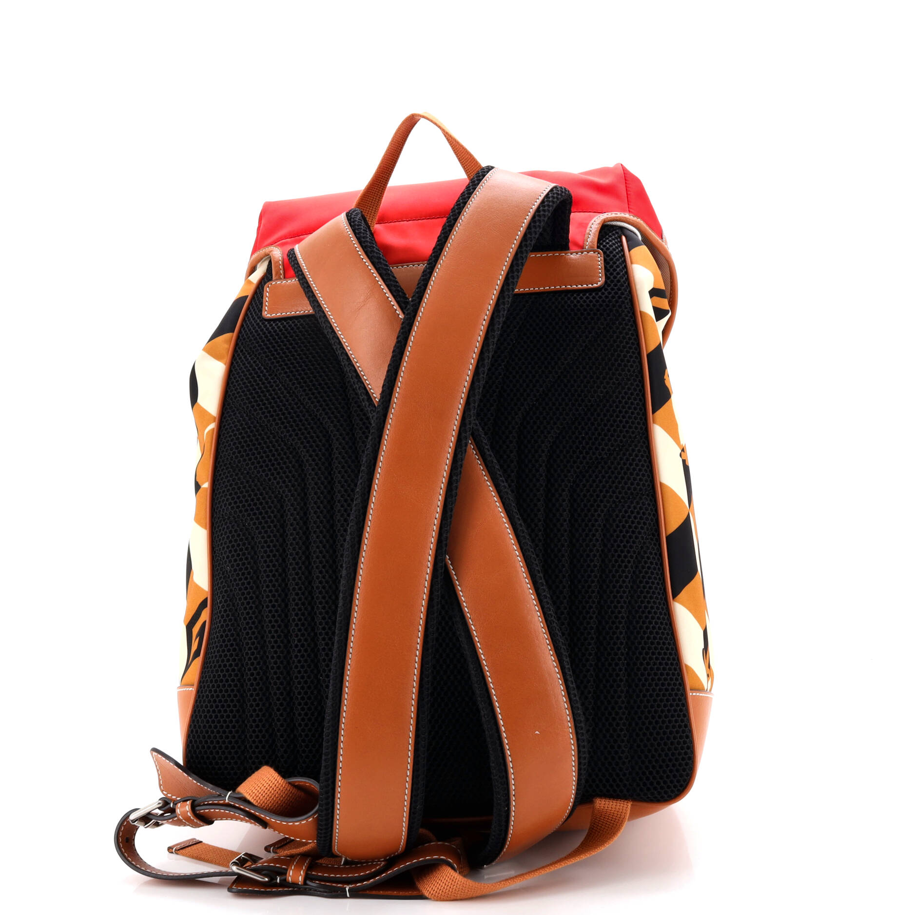 Interlocking G Patch Flap Buckle Backpack Printed Nylon with Canvas and Leather