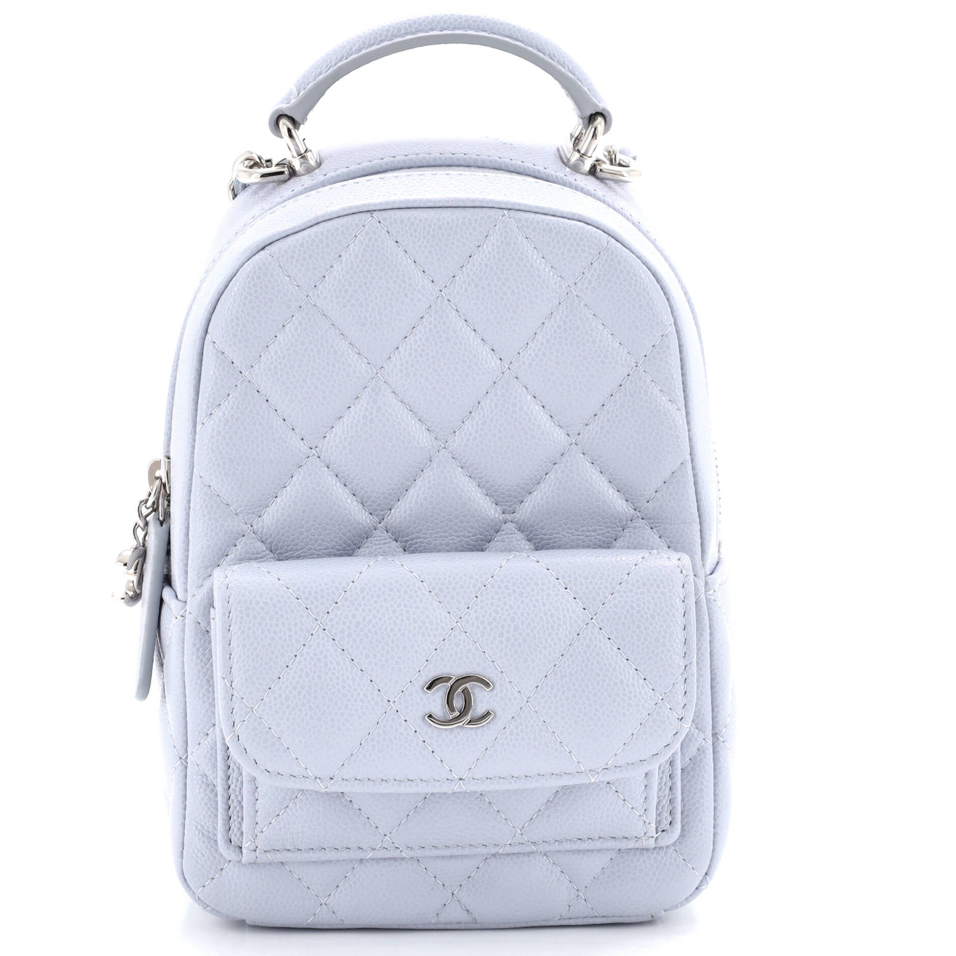 Classic CC Chain Pocket Backpack Quilted Caviar Mini