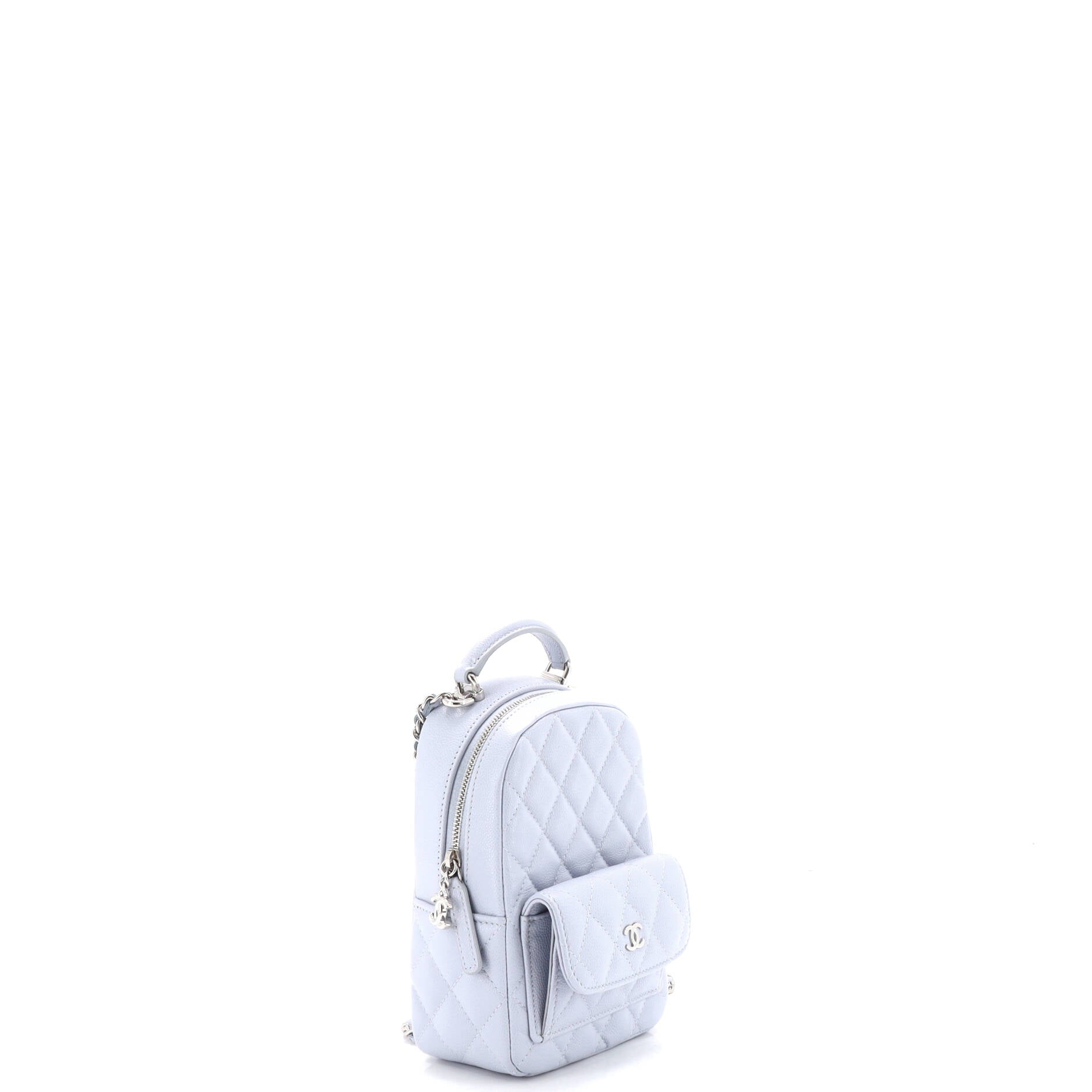 Classic CC Chain Pocket Backpack Quilted Caviar Mini