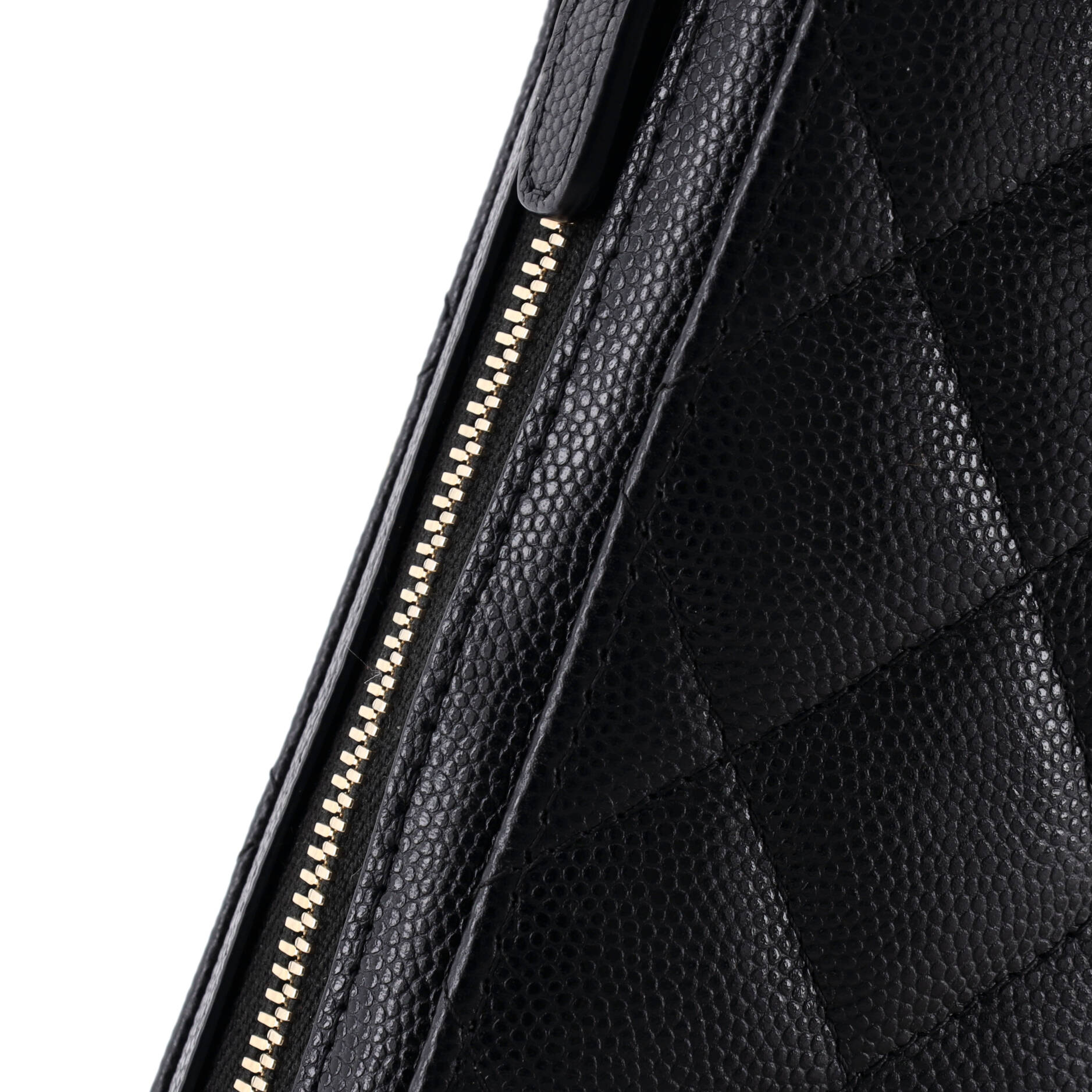 Zip Around Phone Case with Chain Quilted Caviar