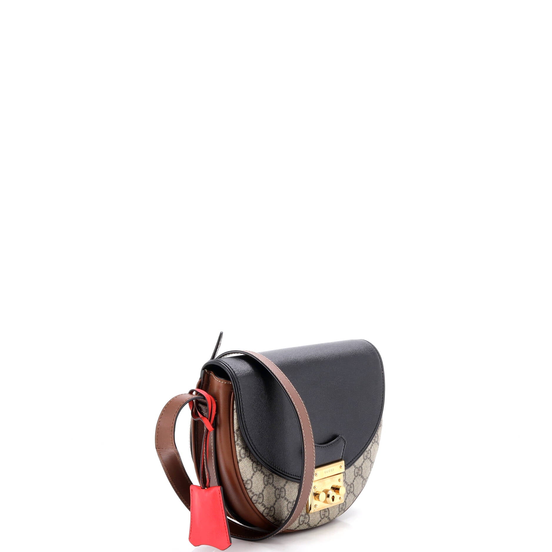 Padlock Saddle Shoulder Bag GG Coated Canvas and Leather Small