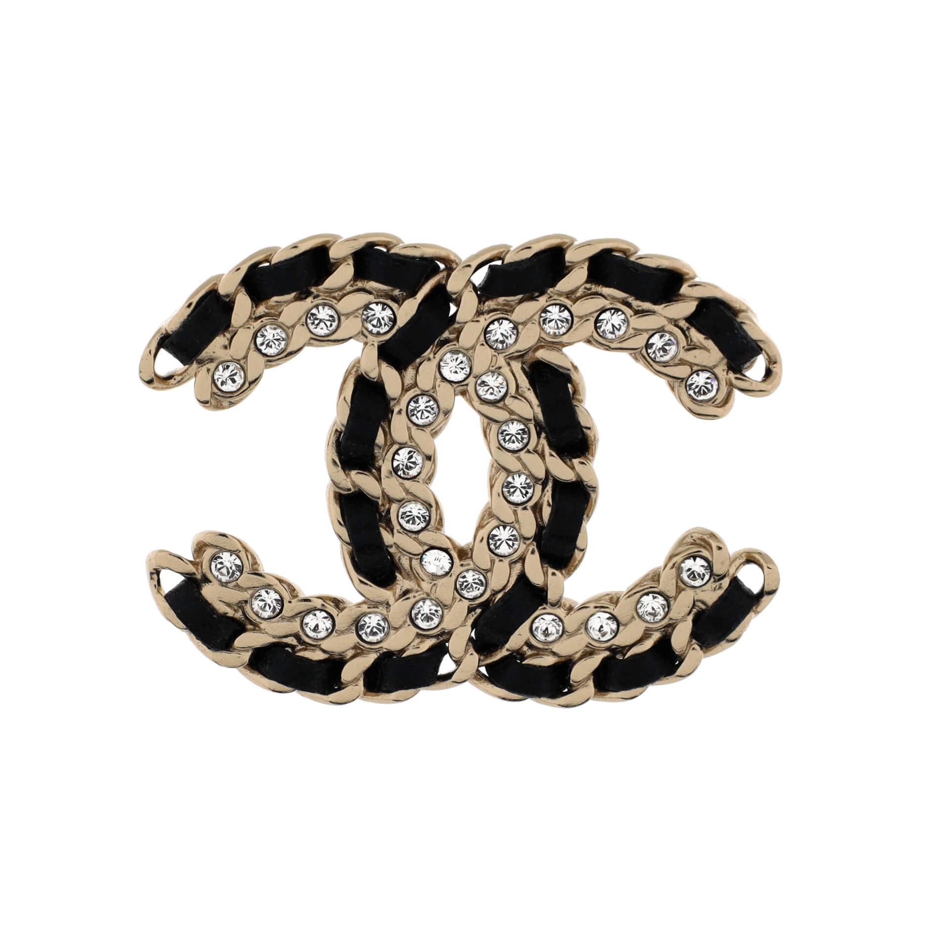 Vintage Allure Chain CC Brooch Metal with Lambskin and Crystal