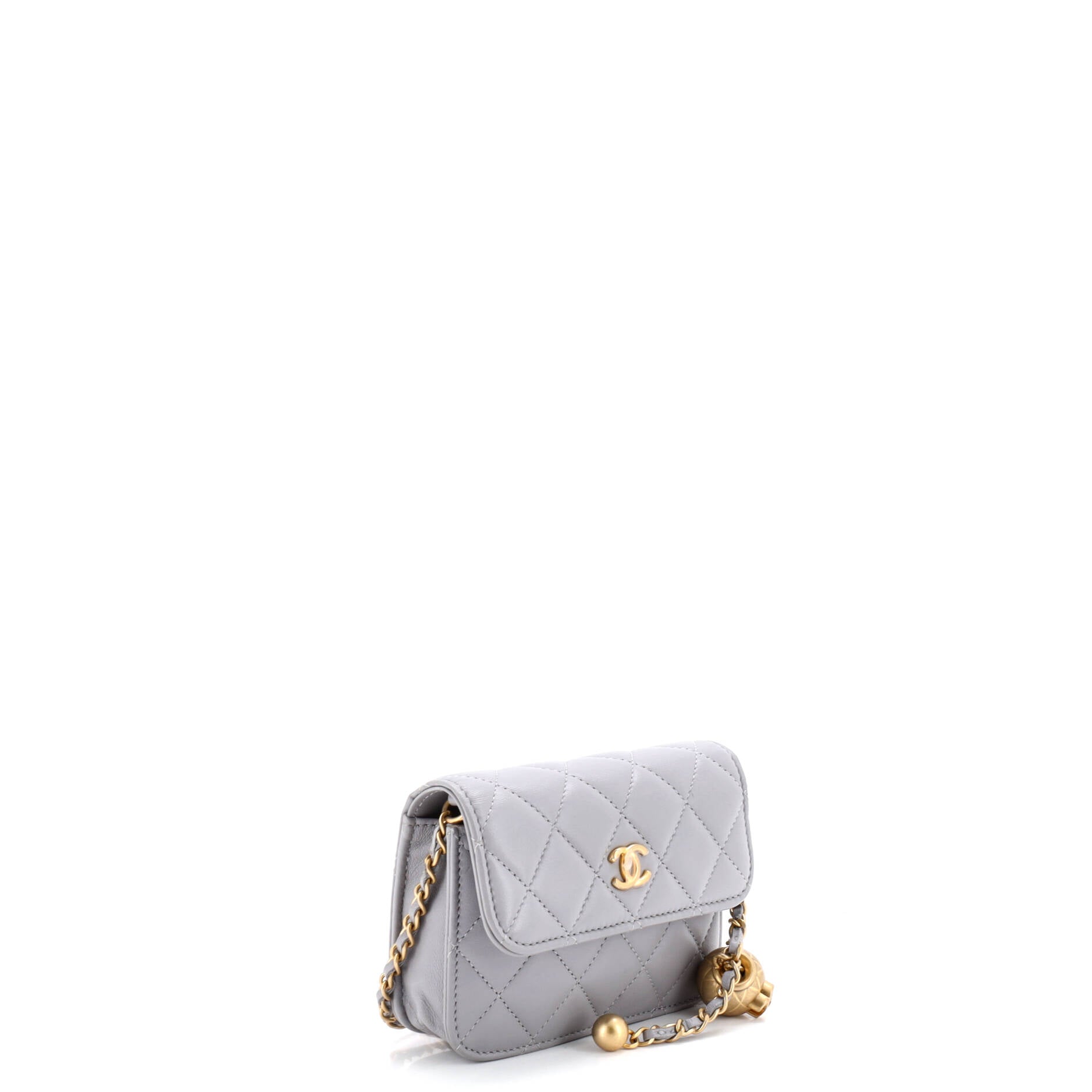 Pearl Crush Flap Clutch with Chain Quilted Lambskin Mini