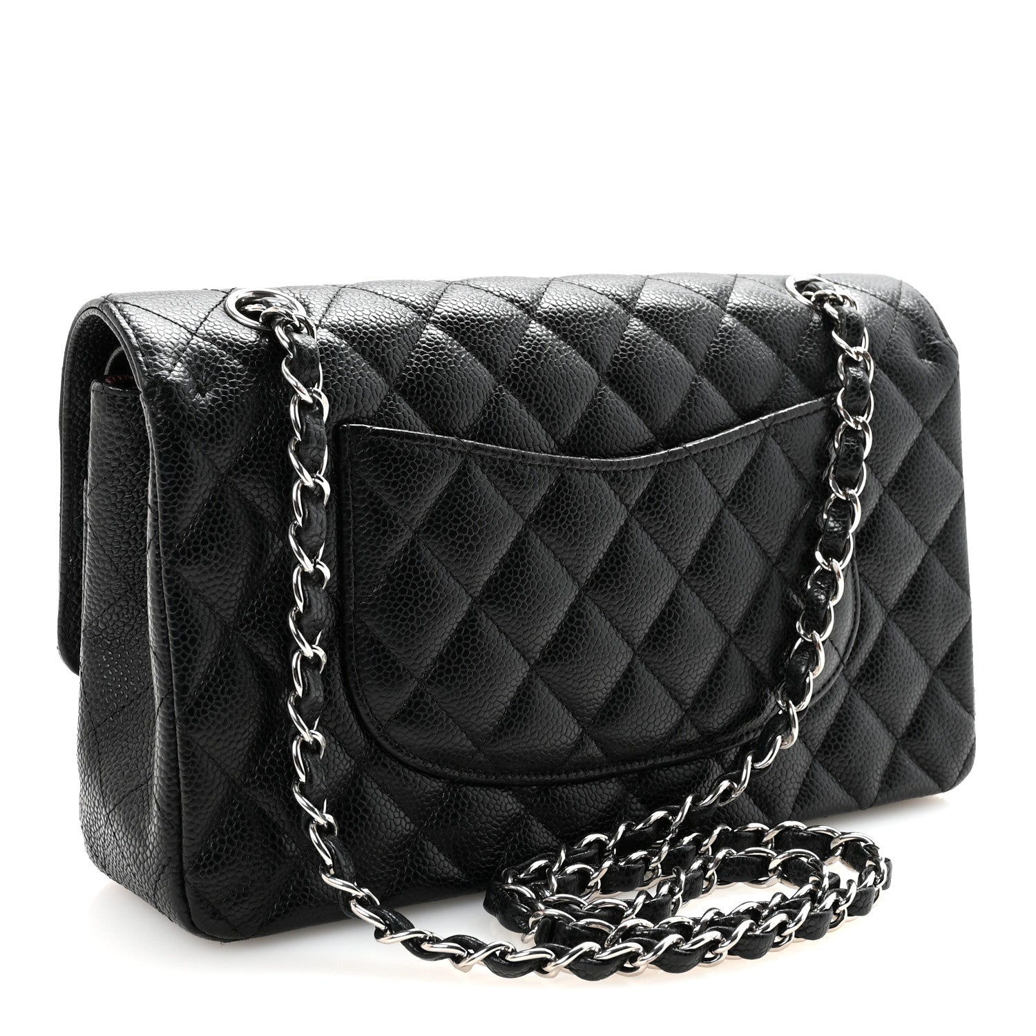 Caviar Quilted Medium Double Flap Black
