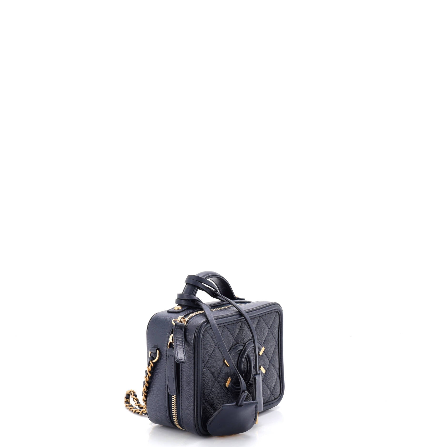 Filigree Vanity Case Quilted Caviar Small
