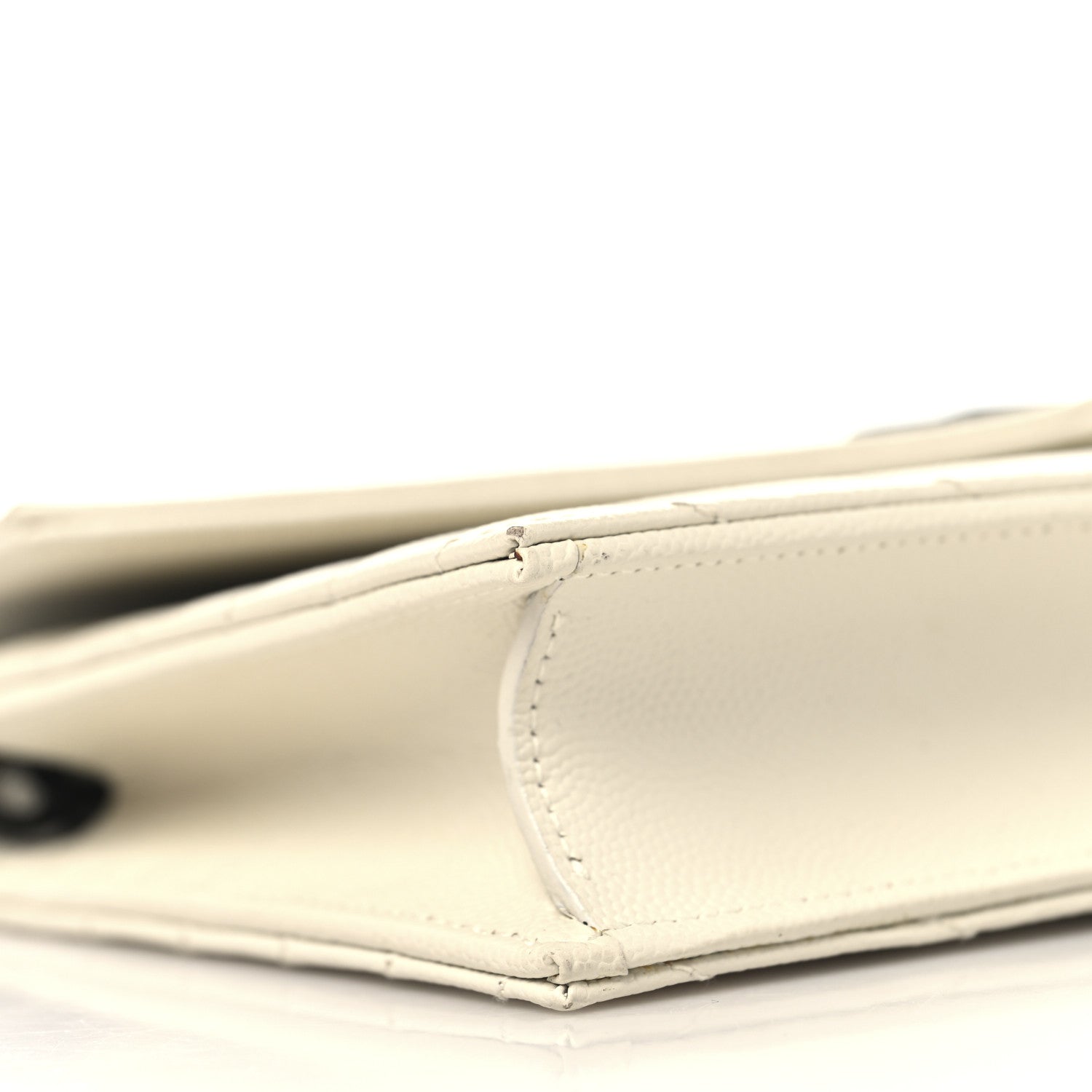 Grain De Poudre Matelasse Chevron Monogram Envelope Chain Wallet Dove White