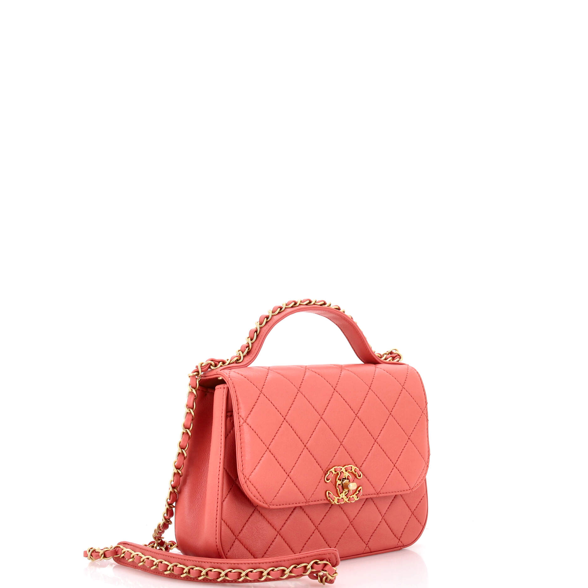 Chain Infinity Top Handle Bag Quilted Lambskin Small