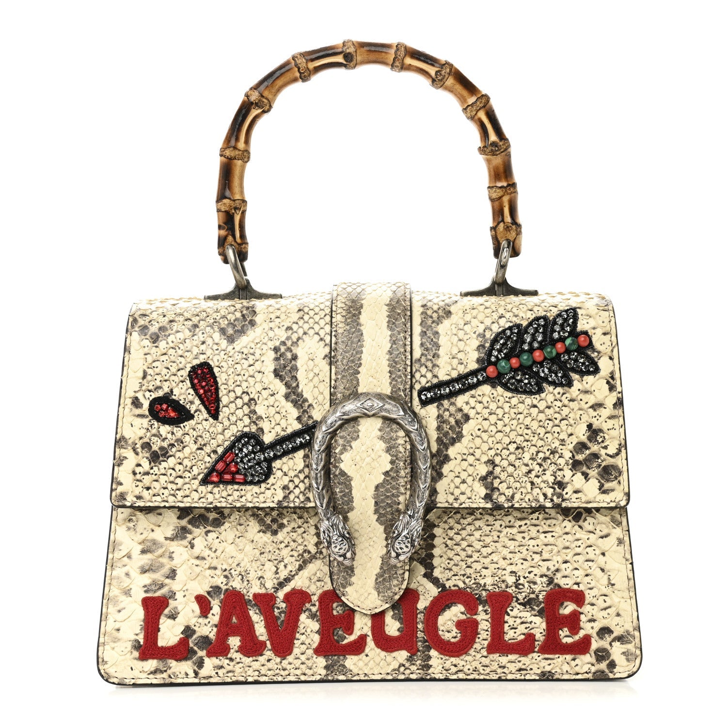 Snakeskin Bamboo Web Medium L'Aveugle Par Amour Dionysus Top Handle Bag Multicolor