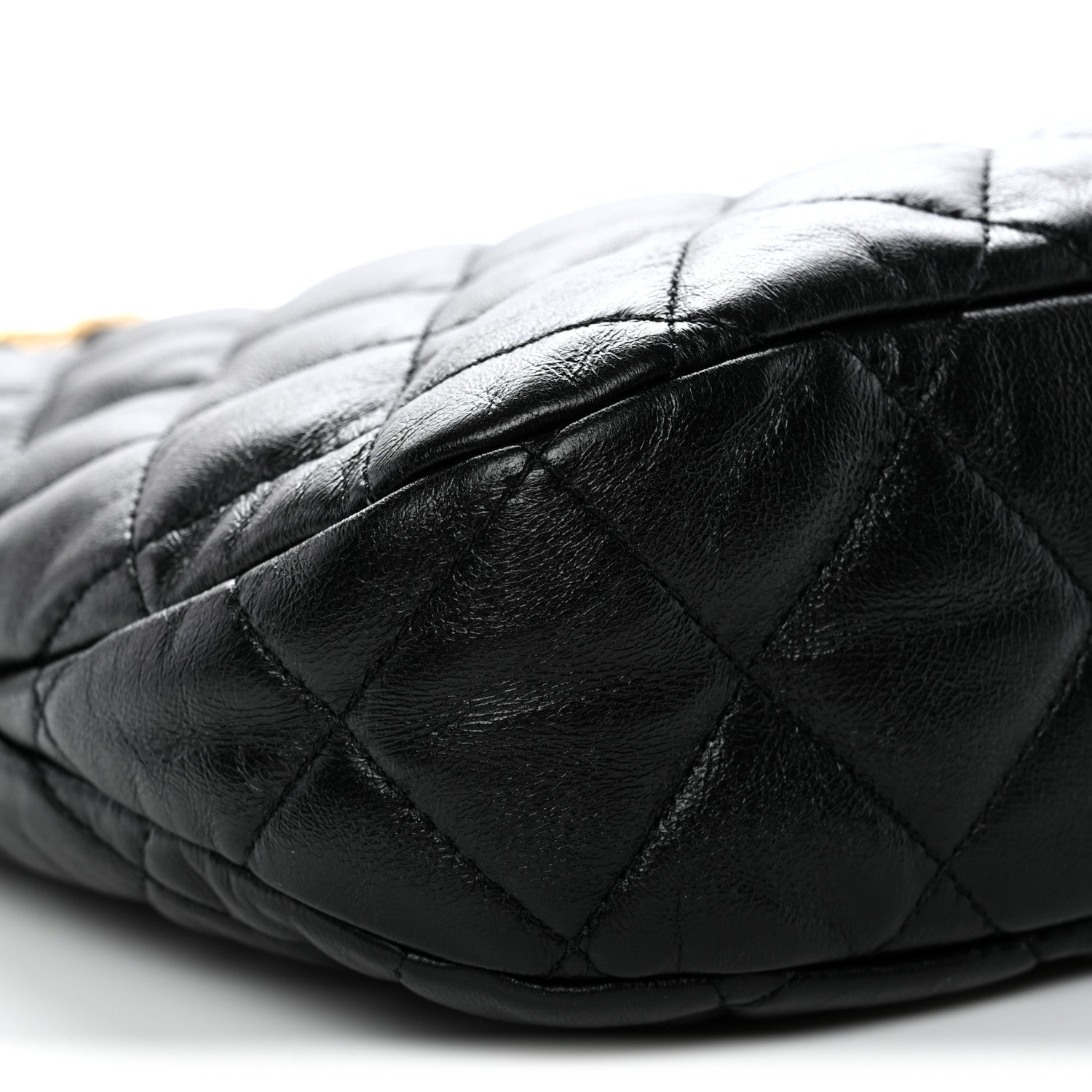 Lambskin Quilted Large CC Links Hobo Black