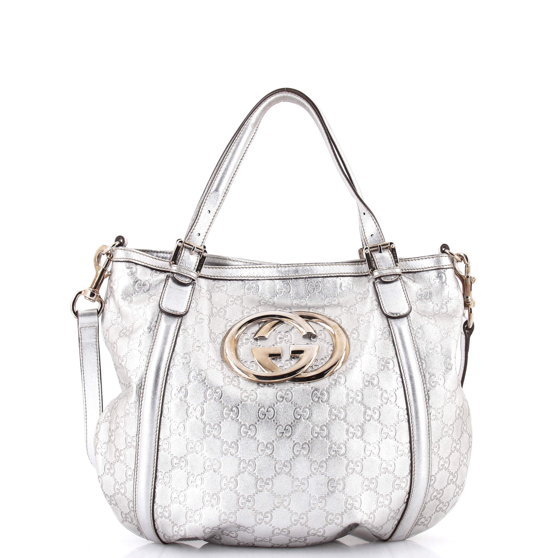 Britt Web Convertible Satchel Guccissima Leather Large