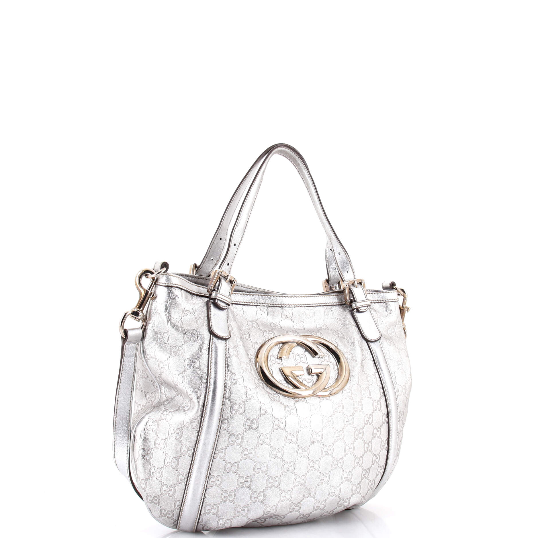 Britt Web Convertible Satchel Guccissima Leather Large